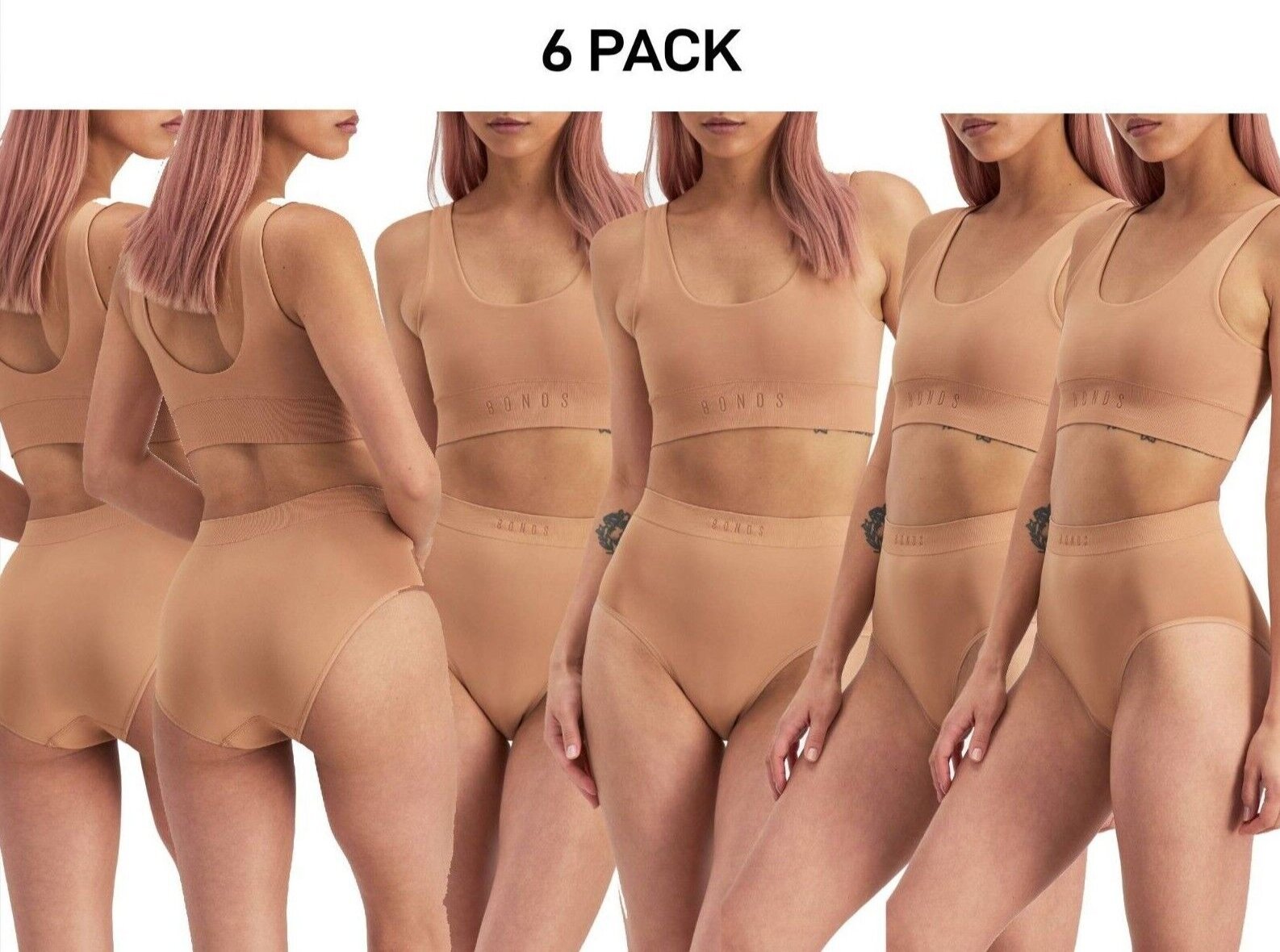 Bonds Womens Bases Full Brief Seamless Smooth and Stretchable Fit 6 Pack WRYH