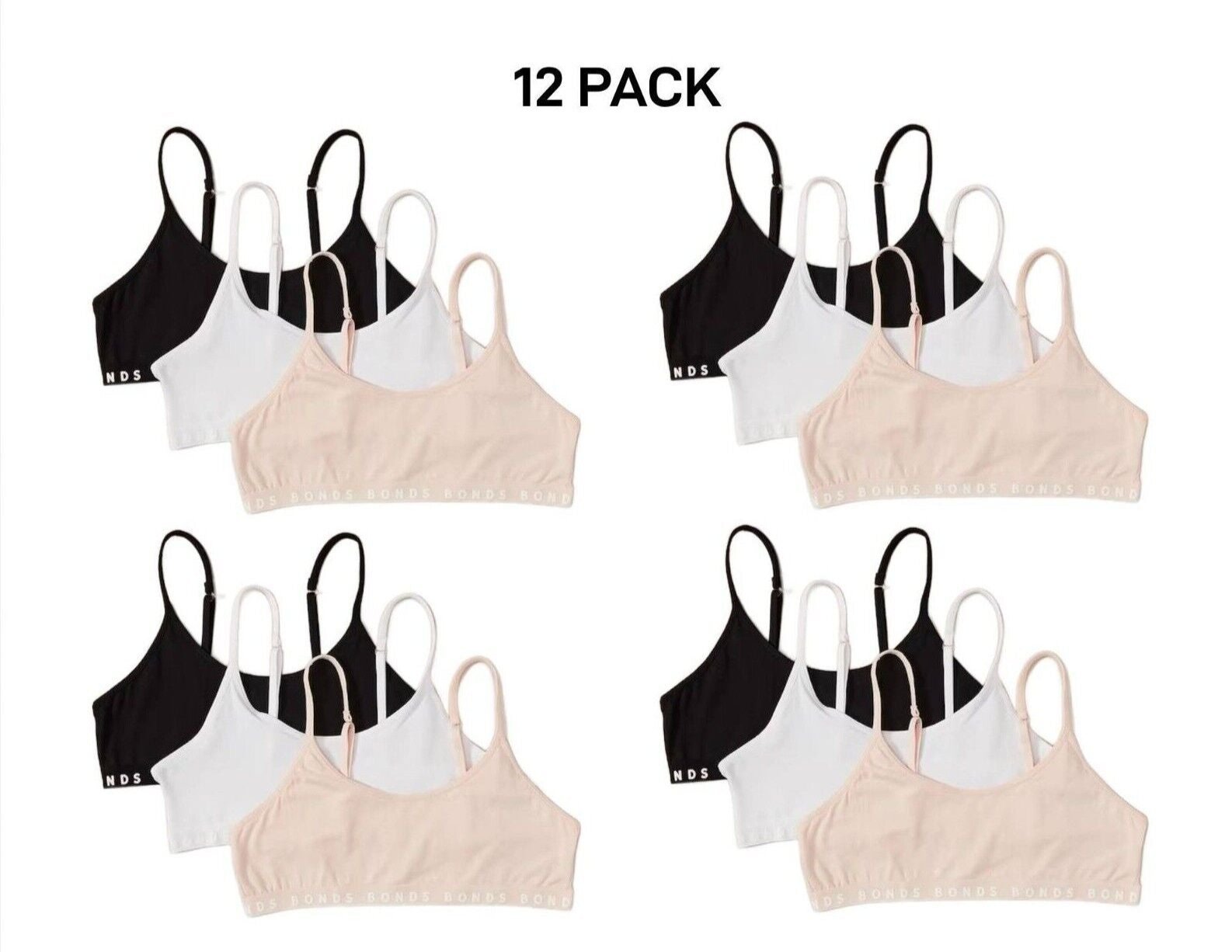 Bonds Girls Hipster Scoop Crop Supreme Support & Modesty Bra 12 Pack UXAY3A