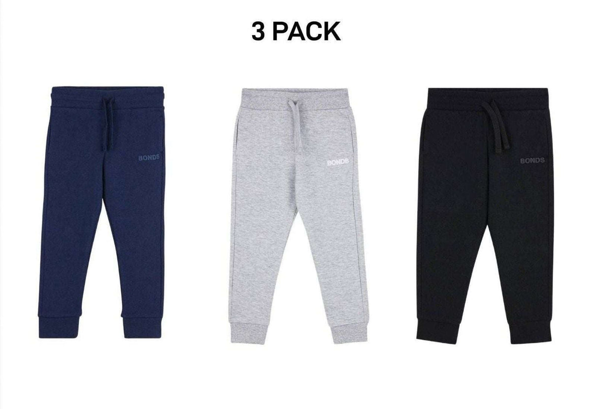 Bonds Baby Tech Sweats Trackie Lightweight and Warm Sporty Style 3 Pack KVQRA