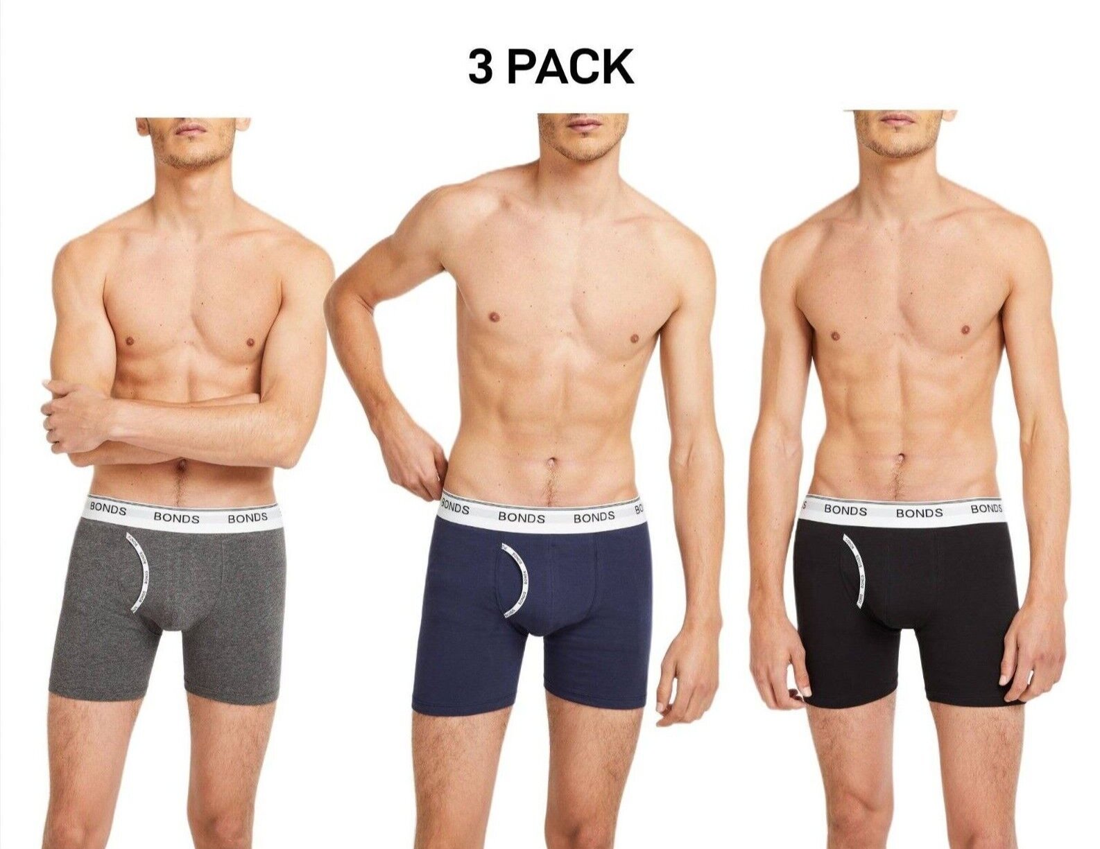 Bonds Mens Guyfront Mid Trunk Moisture Wicking to Keep Cool and Dry 3 Pack MY7WA