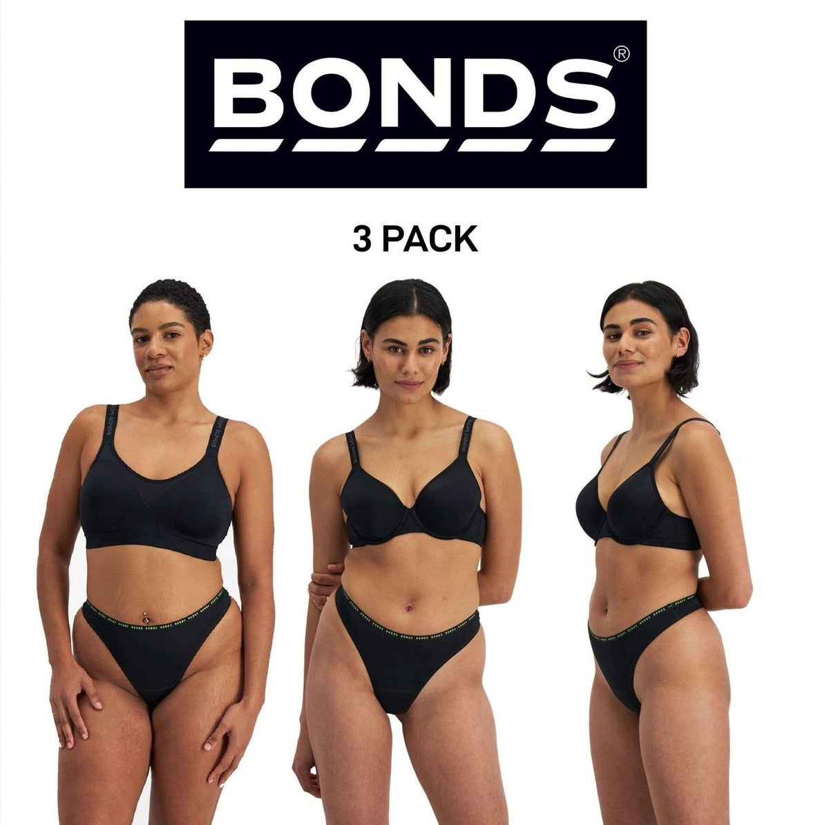 Bonds Womens Damn Dry Active Hi Gee Absorb Leaks & Controls Odours 3 Pack WRJB