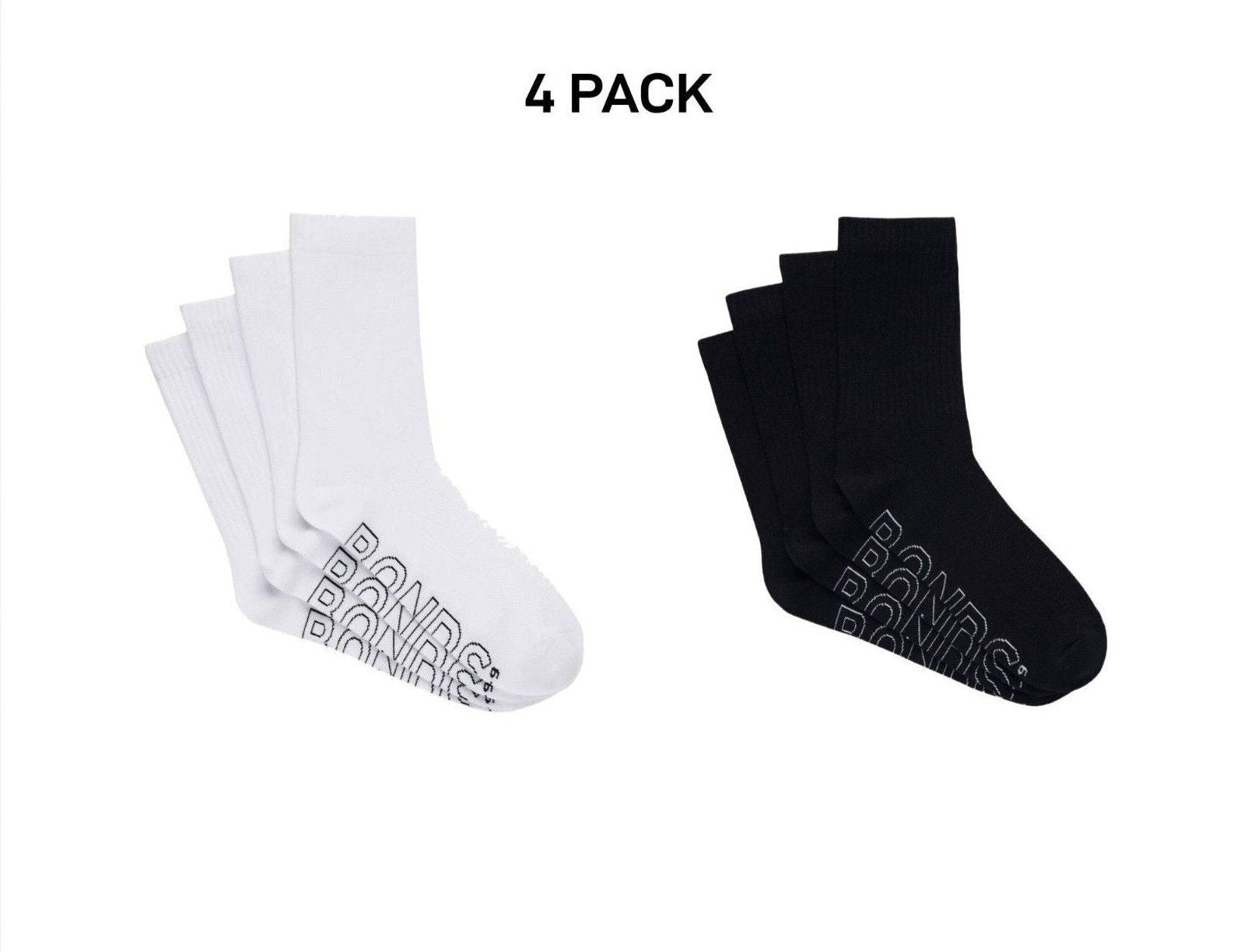 Bonds Mens Logo Lightweight Crew Cooling Zone Stay Put Fit Socks 4 Pack SXMY4N