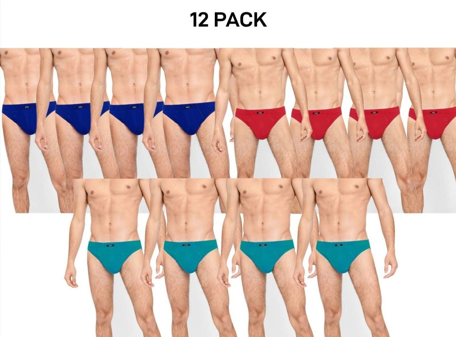 Bonds Mens Action Brief  Soft Cotton and Encased Elastic Comfort 12 Pack M8OS4
