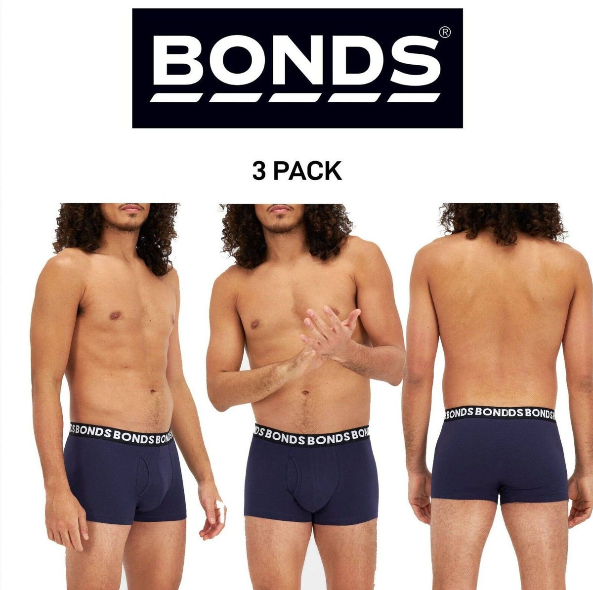 Bonds Mens Everyday Trunks Convenient Double Lined Pouch Underwear 3 Pack MWQ8