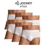 Mens Jockey Classic Y-Front Briefs 6 Pack White Cotton Comfort Support M90003