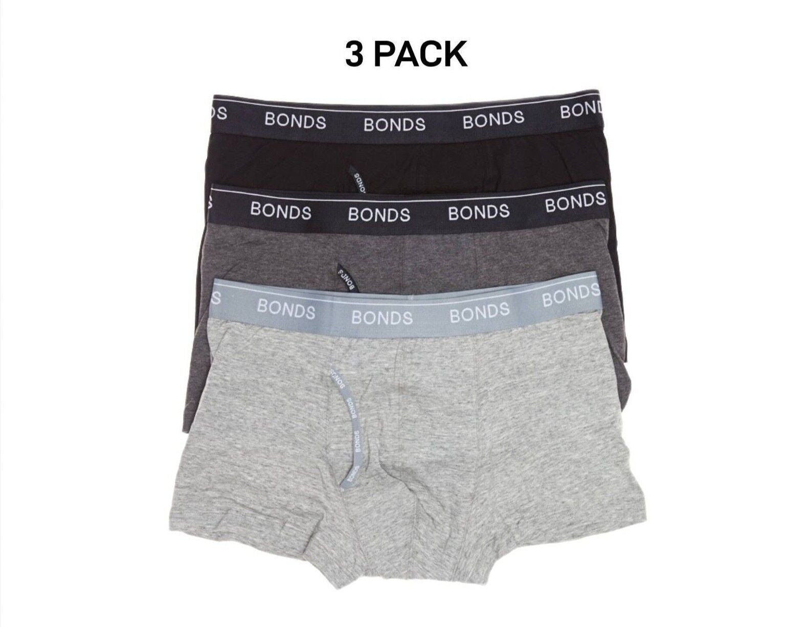 Bonds Mens Guyfront Trunk Super Soft Waistband With Logo 3 Pack MZ963A