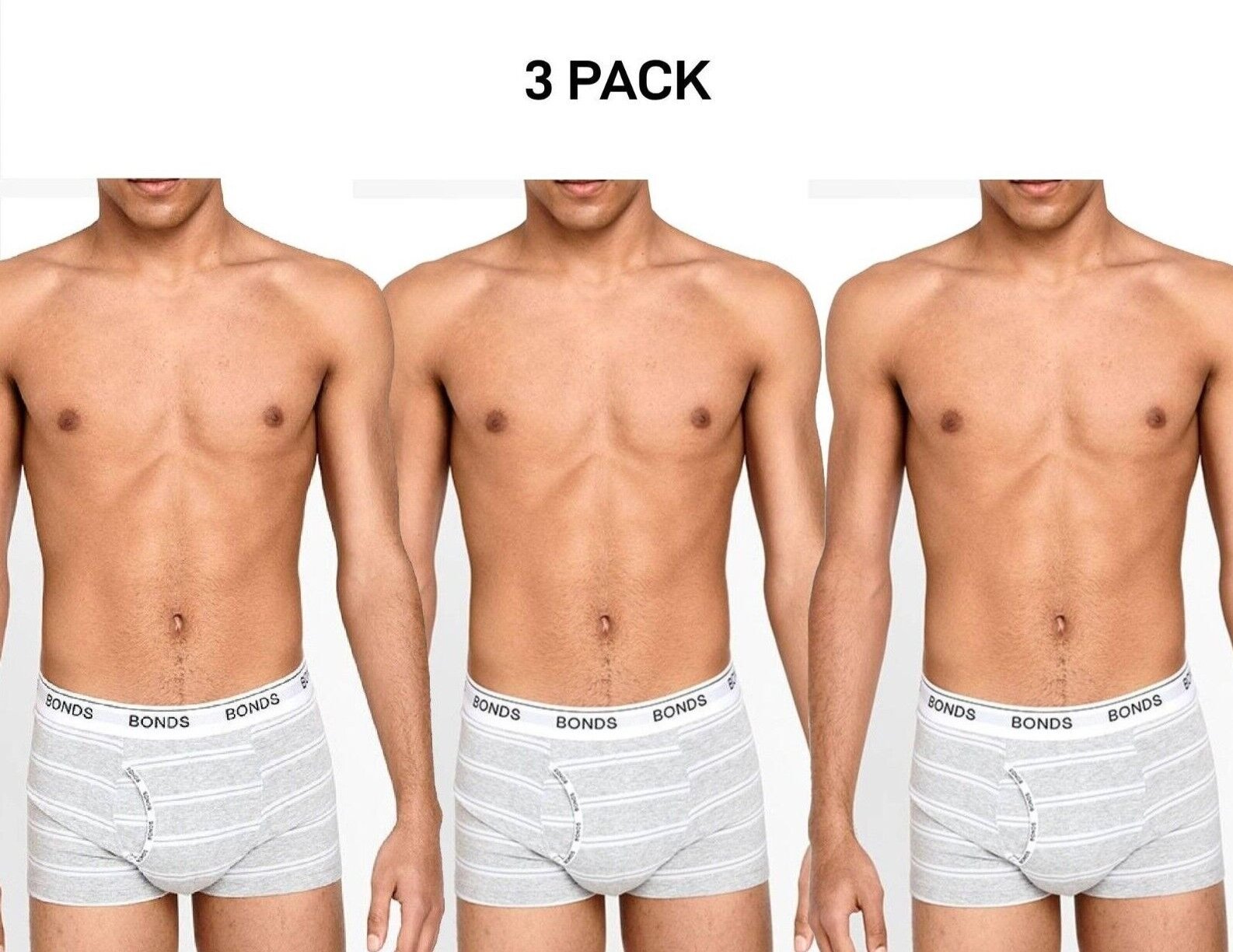 Bonds Mens Guyfront Trunk Ultra Soft Elastic Waistband Seam Free 3 Pack MX3K