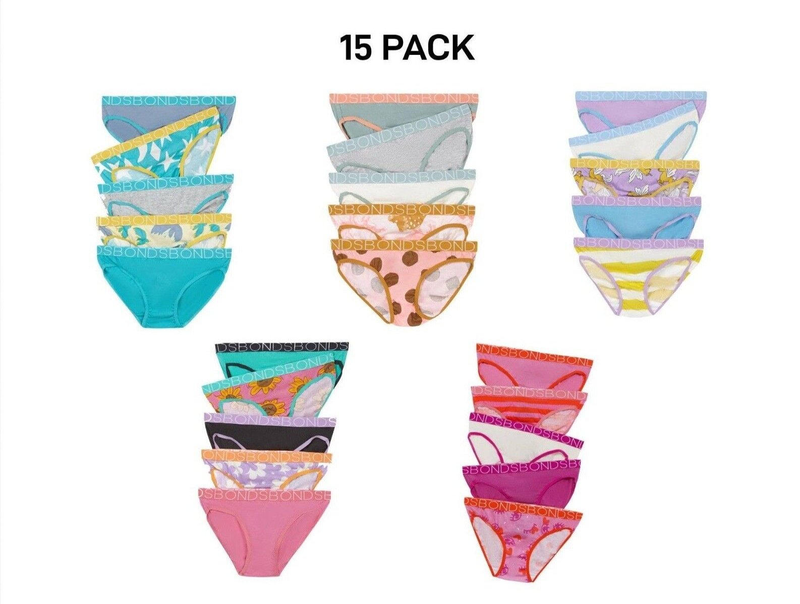 Bonds Girls Bikini Soft and Stretchy Perfect Everyday Coverage 15 Pack UWNV5A