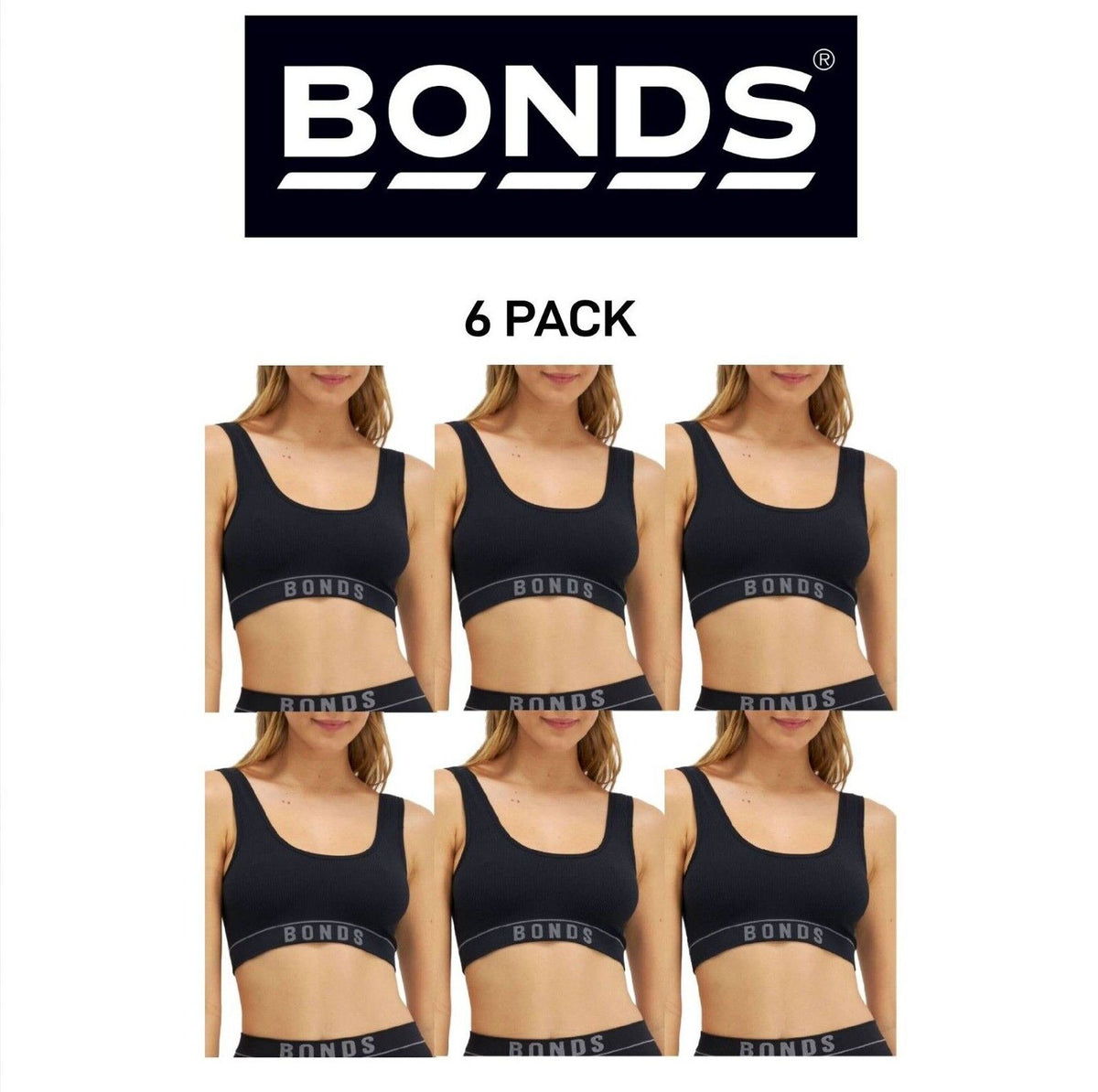 Bonds Womens Retro Rib Seamless Scoop Crop Soft and Stretchy Fabric 6 Pack WT44