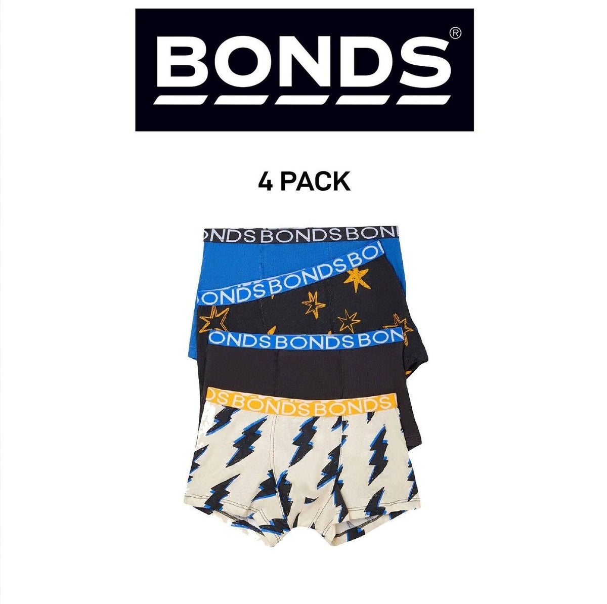 Bonds Boys Trunk Supportive Pouch with Comfy Coverage and Elastic 4 Pack UWCF4A