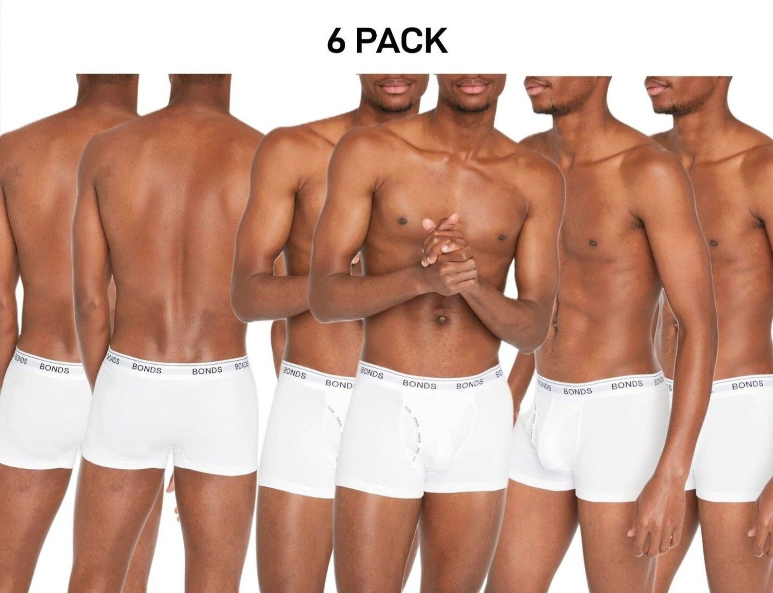 Bonds Mens Guyfront Trunk Stretchy Cotton Fabric Elastic Waistband 6 Pack MZVJ
