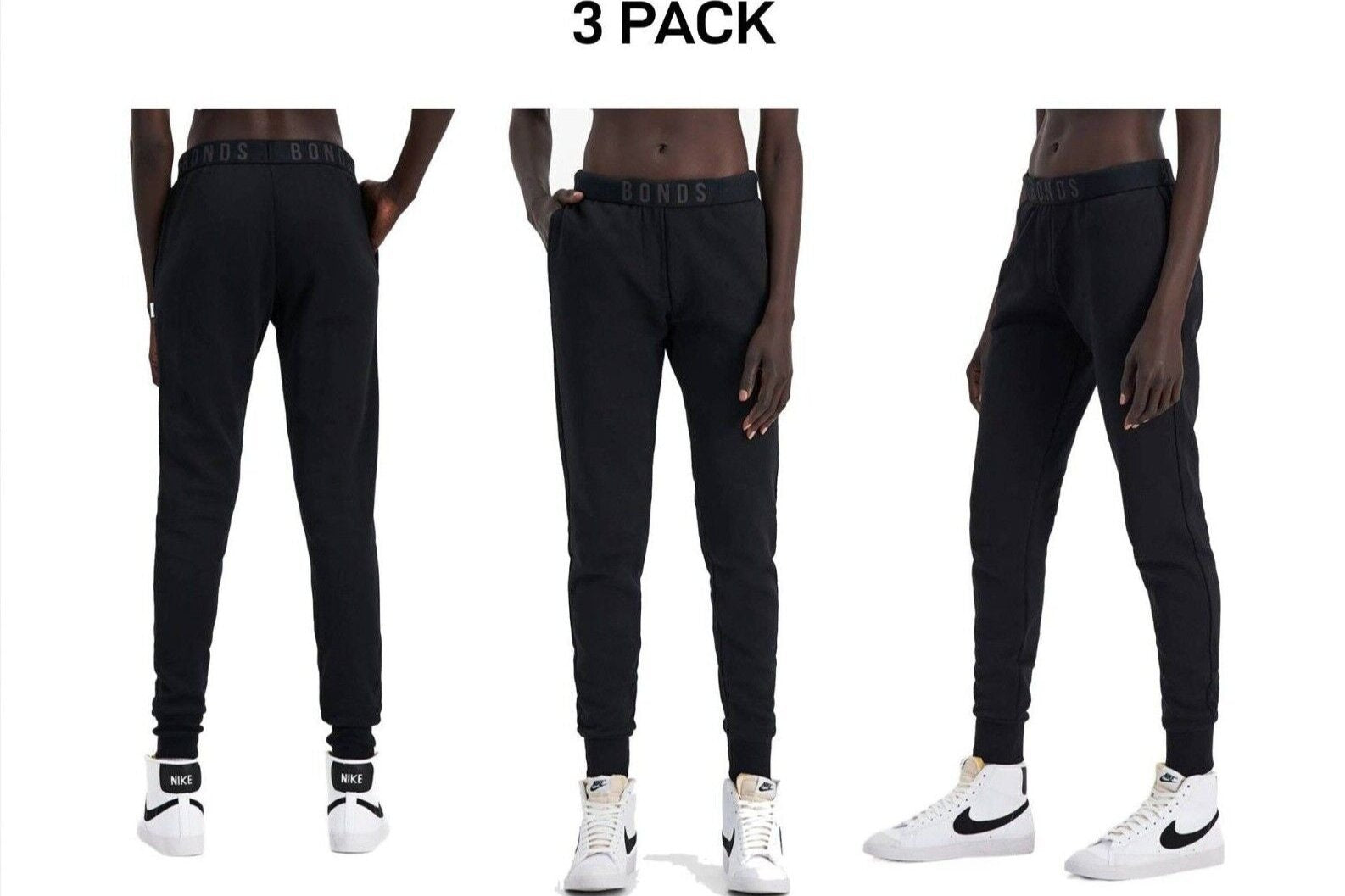 Bonds Womens Originals Skinny Trackie Pants Cosy Slimline Pockets 3 Pack CTBKI