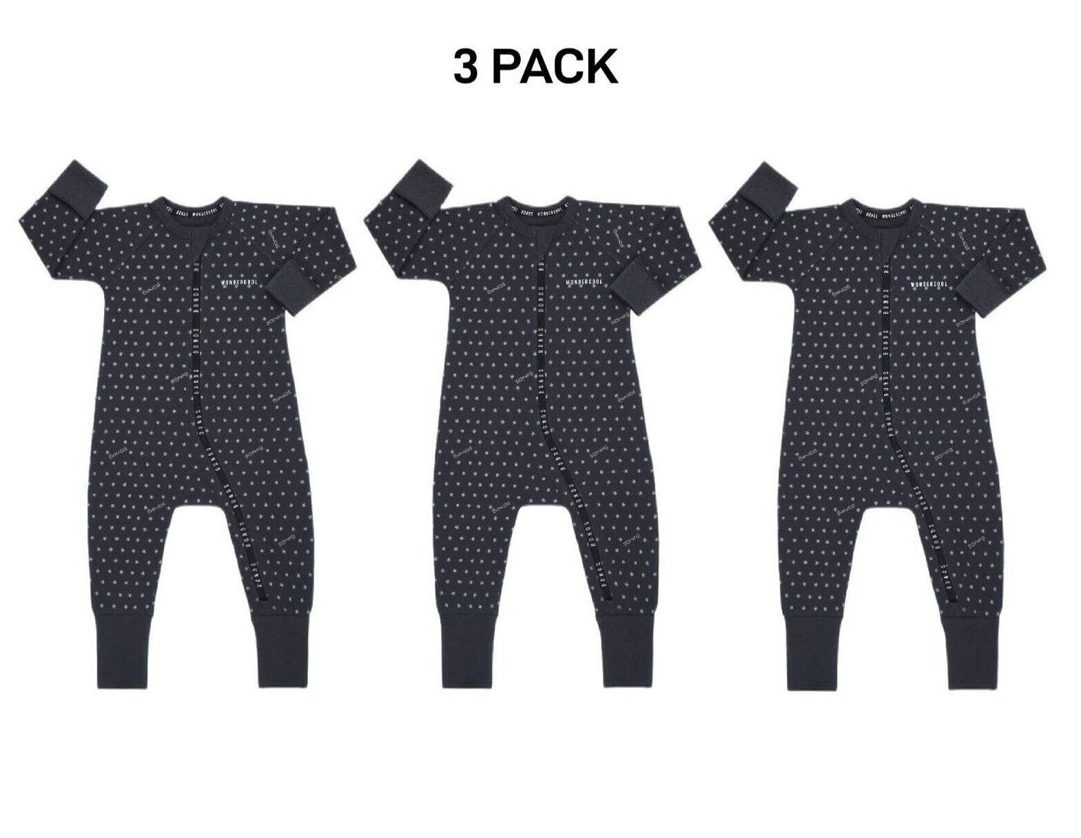 Bonds Baby Wondercool Zip Wondersuit Warmth Two-way Safety Zip 3 Pack BX49A