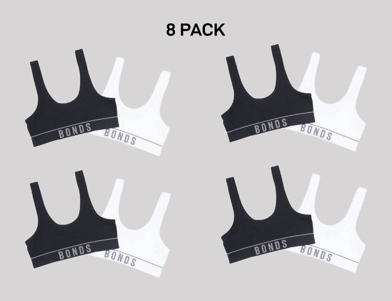 Bonds Girls Original Rib Tank Crop Super Comfort and Soft Support 8 Pack UWLK2A