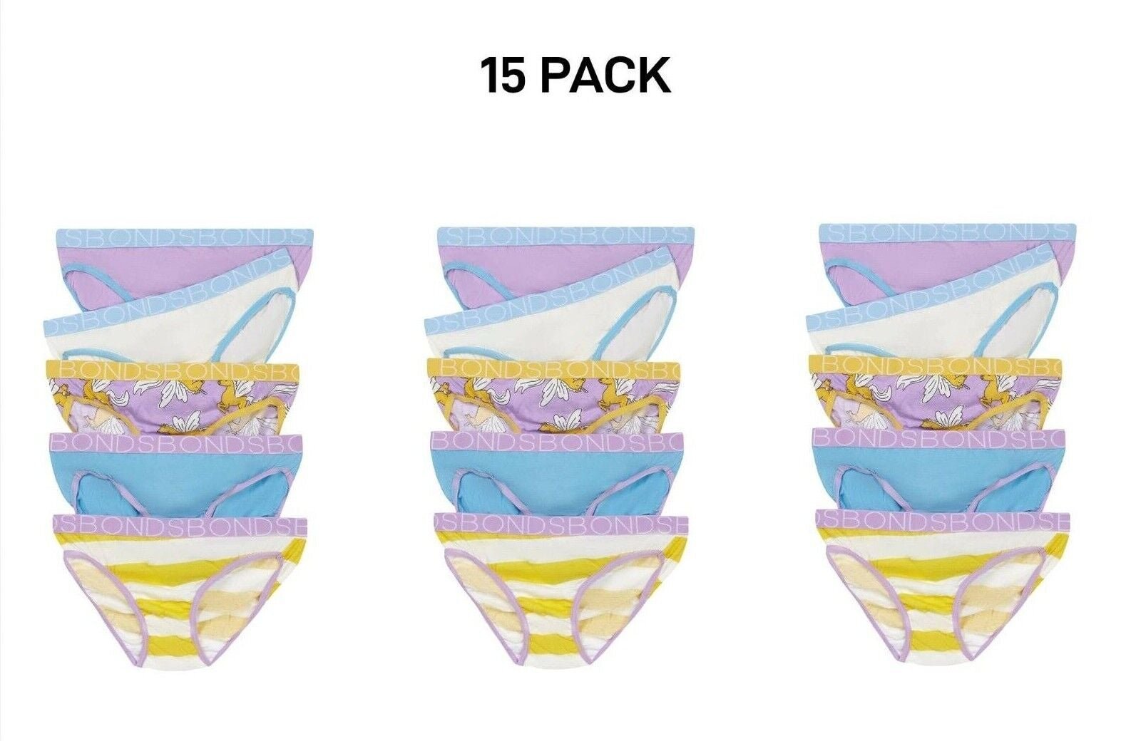 Bonds Girls Bikini Soft and Stretchy Perfect Everyday Coverage 15 Pack UWNV5A