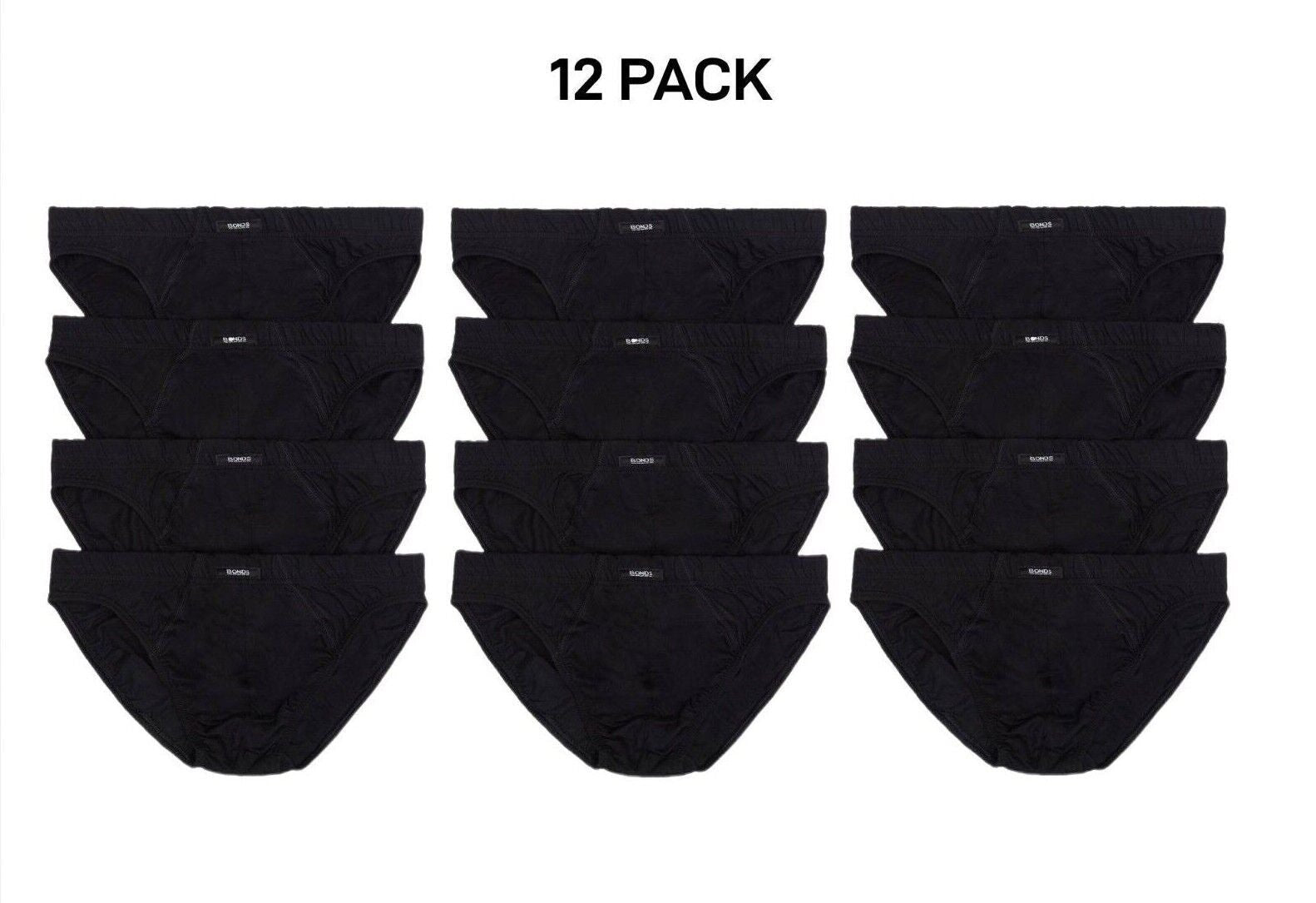 Bonds Mens Action Brief  Soft Cotton and Encased Elastic Comfort 12 Pack M8OS4