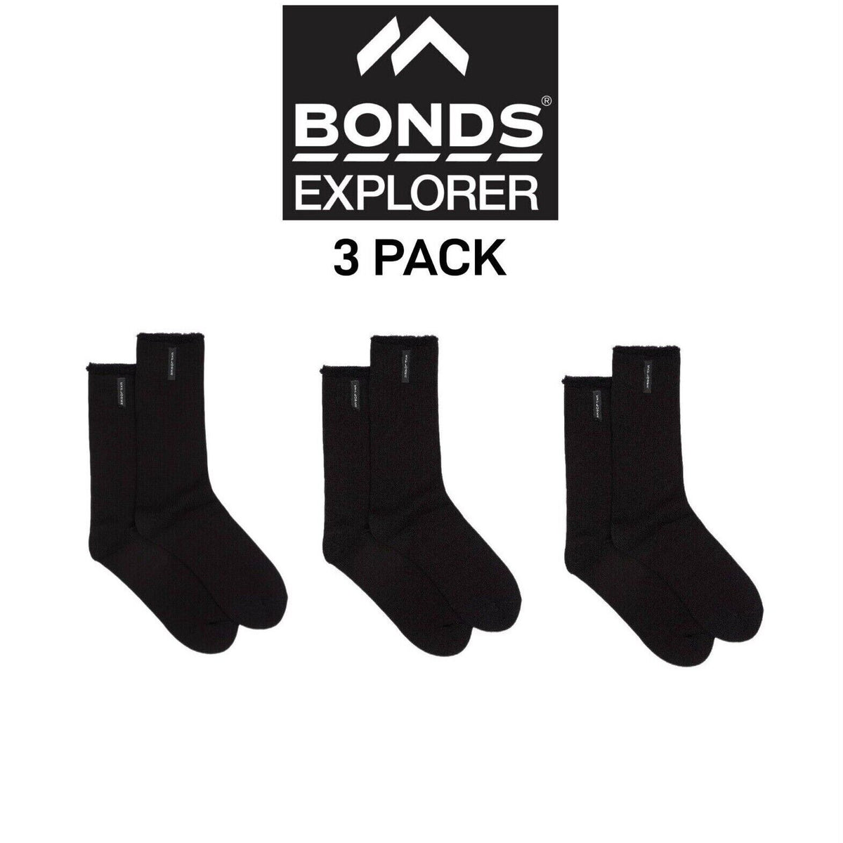Bonds Explorer Original Wool Blend Crew Soft Cushioned Soles Sock 3 Pack S1138