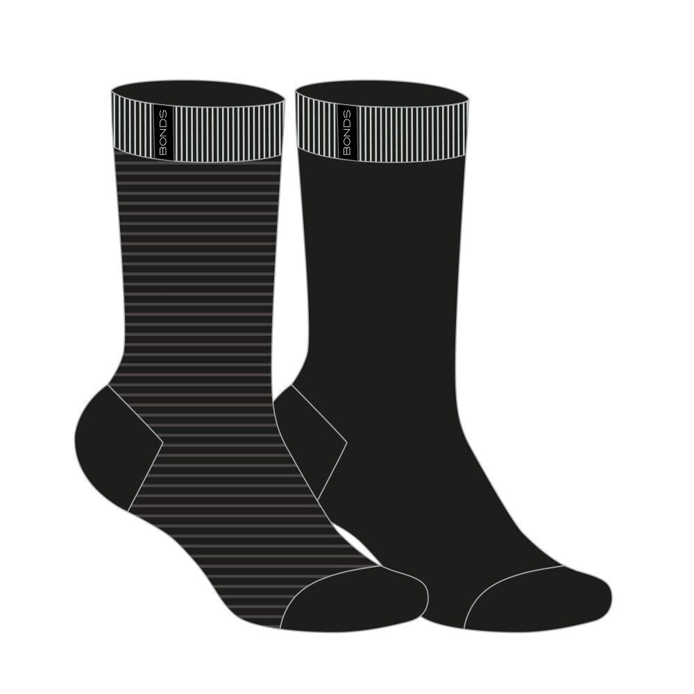 Bonds Mens Viscose Crew Sock Reinforced Heel & Toe for Durability 8 Pack SYJX2N