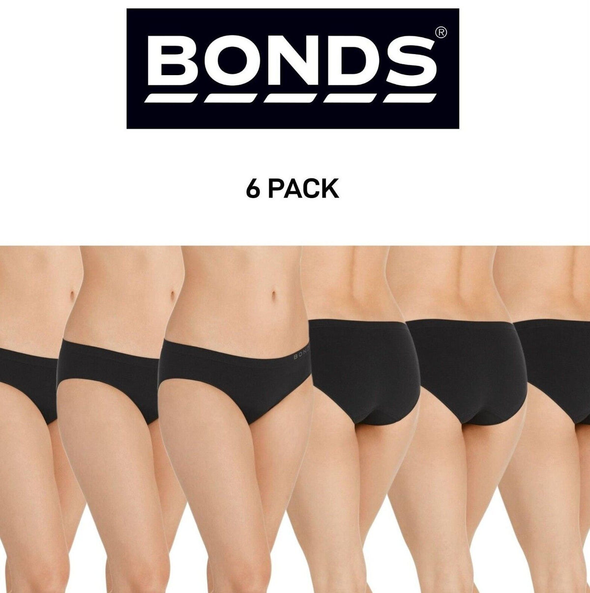 Bonds Womens Seamless Bikini Stretchy Trims Smooth Finish Brief 6 Pack WWGDA