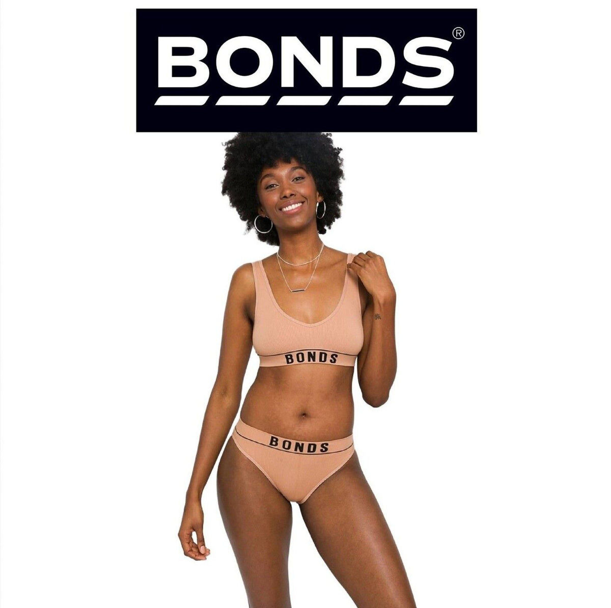 Bonds Womens Retro Rib Hi Leg Bikini Full Coverage Stretch Rib Knit WU8GT