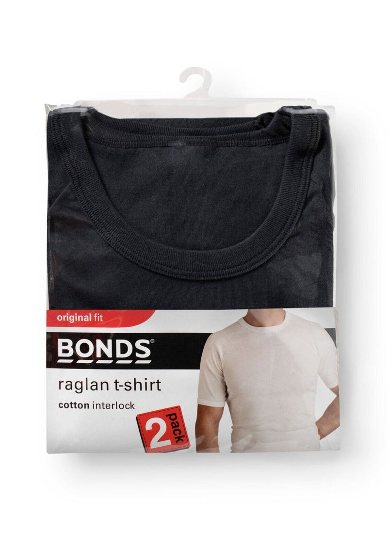 Bonds Mens Genuine Raglan Crew Neck Perfect Tee Close Body Fit 2 Pack M9372W