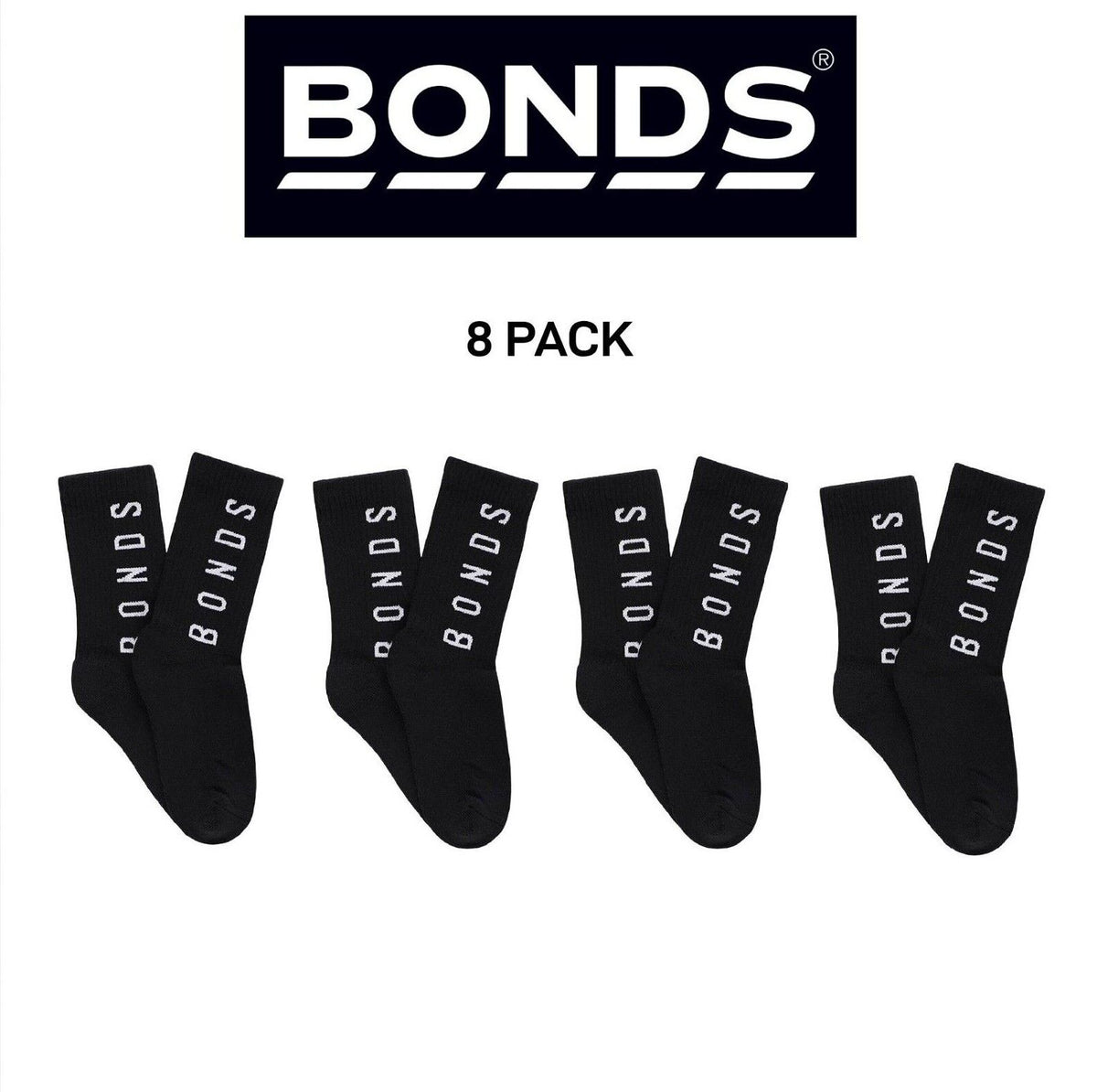 Bonds Womens Originals Crew Socks Cushioned Foot Soft Cotton 8 Pack LYEQ2N