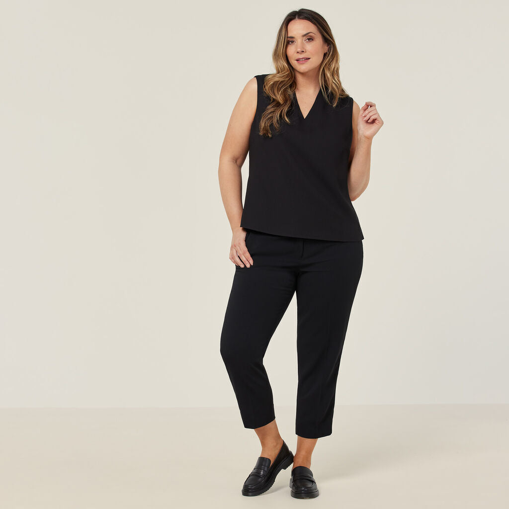 NNT Womens Satin Back V-neckline Lightweight Crepe Comfy Sleeveless Top CATUQX-Collins Clothing Co