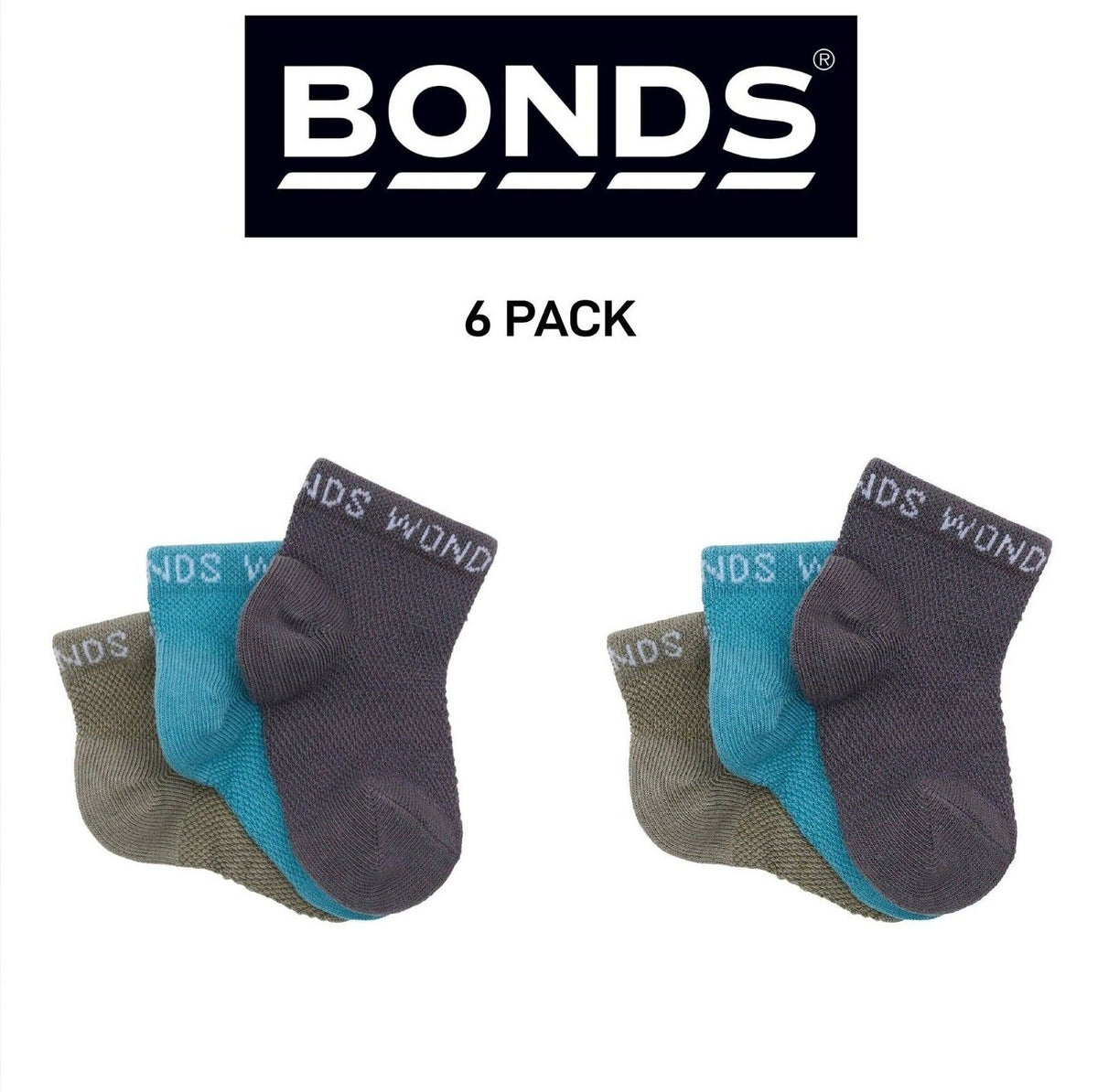 Bonds Baby Wondercool Low Cut Socks Breathable Soft Natural Cotton 6 Pack RXWN3N