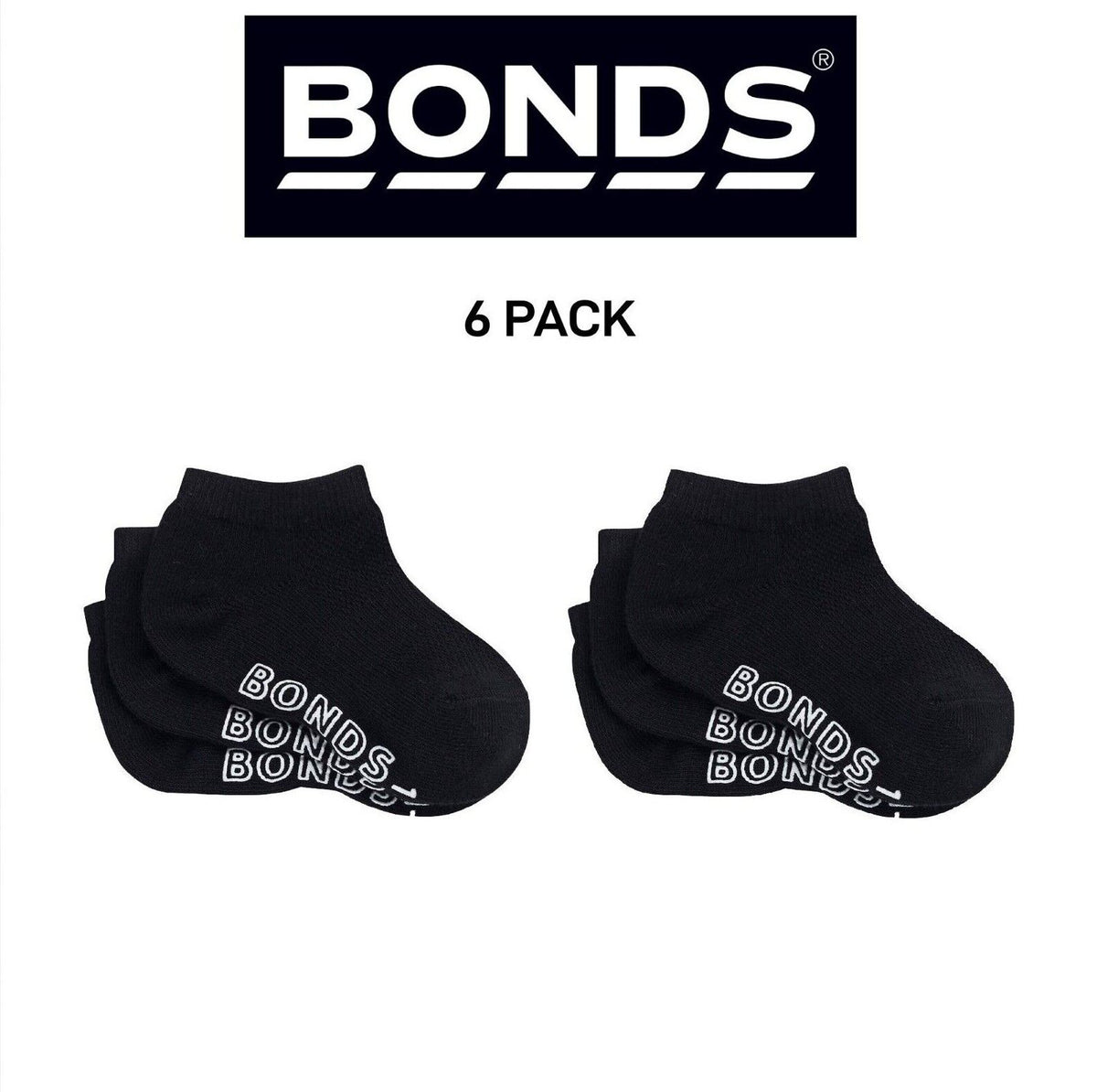 Bonds Baby Lightweght Low Cut Socks Grippy Soles & Soft Toe Seams 6 Pack RXUQ3N