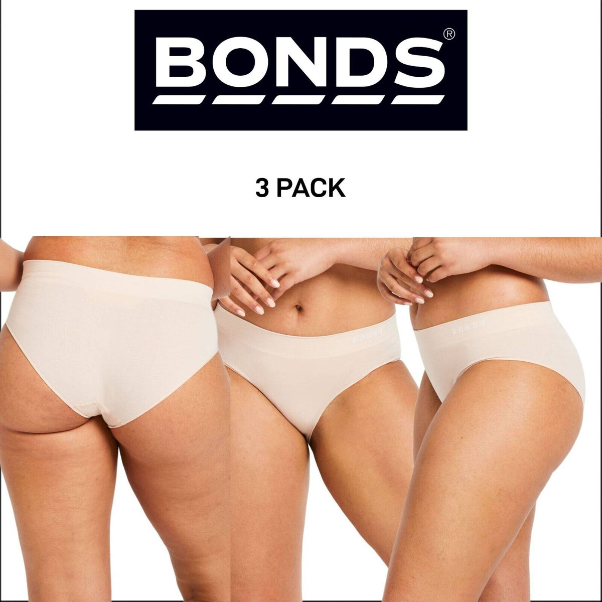 Bonds Womens Midi Seamless Smooth and Soft Breathable Brief 3 Pack WWGCA