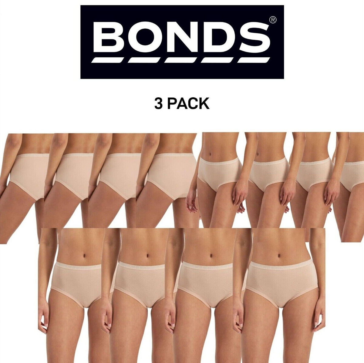 Bonds Womens Cottontails Full Brief Lightweight Soft Cotton 12 Pack WY5NA