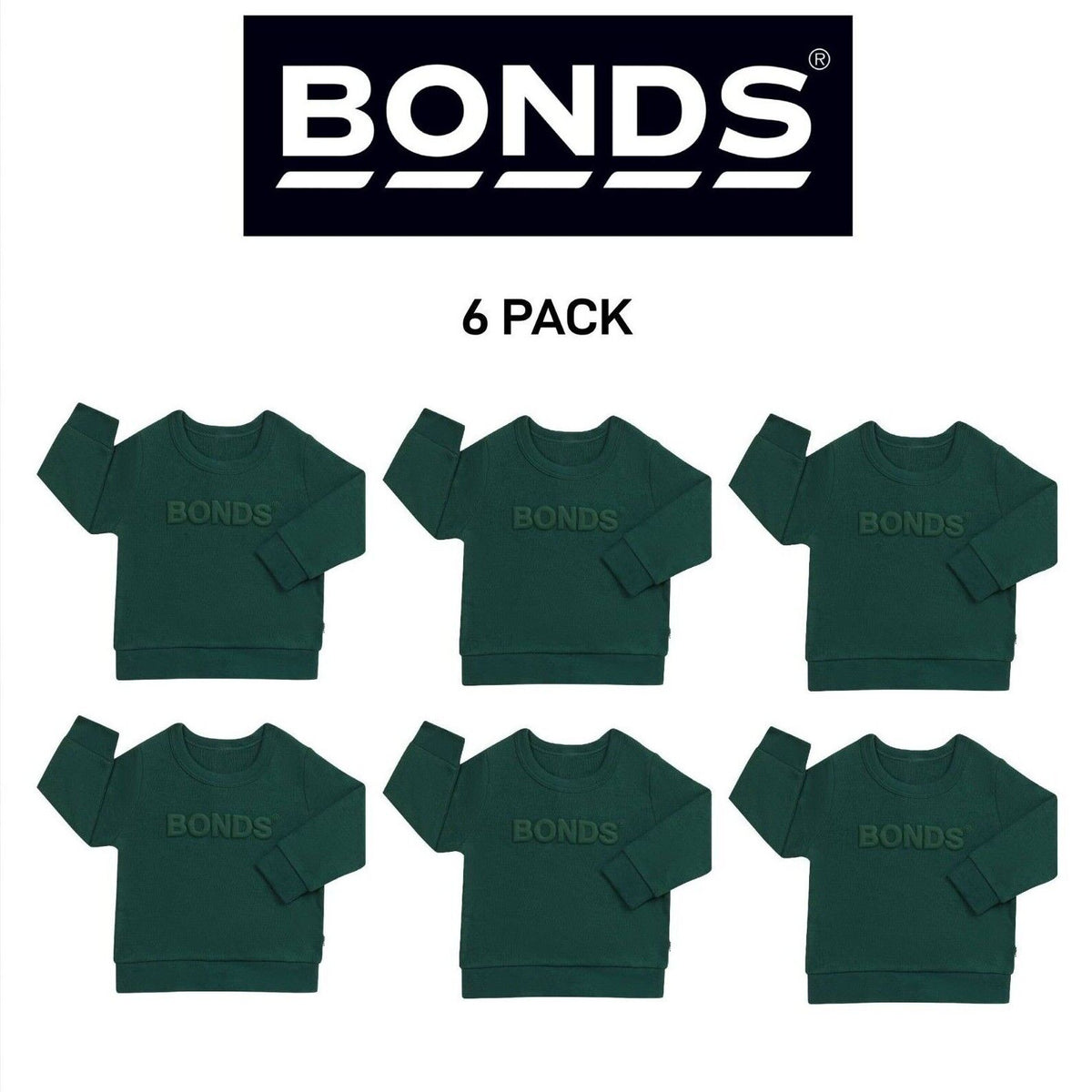 Bonds Kids Tech Sweats Pullover Soft Knitted Warm Cotton Poly Blend 6 Pack KVQTK