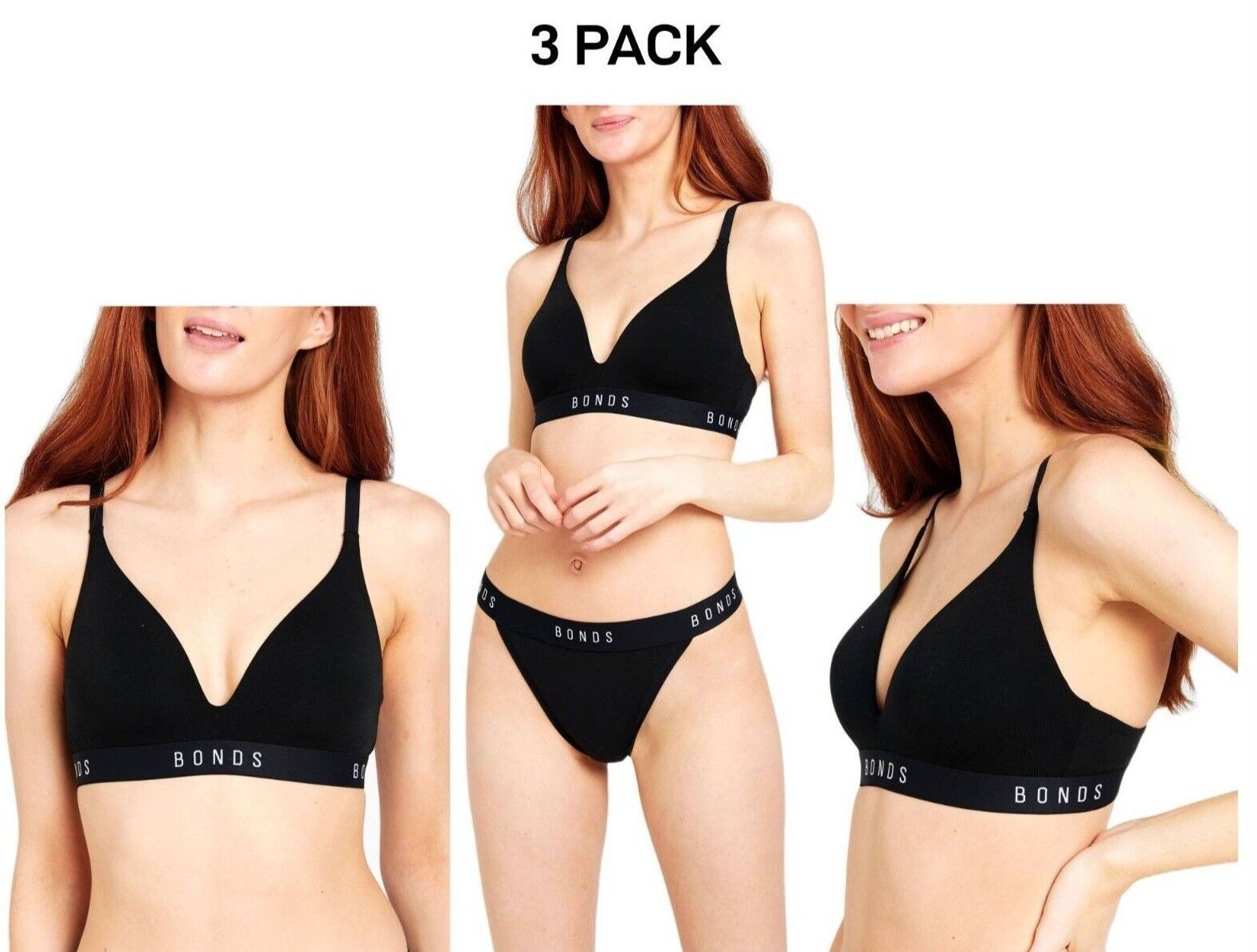 Bonds Womens Original Contour Triangle Soft Stretch Wireless Bra 3 Pack YXYQY
