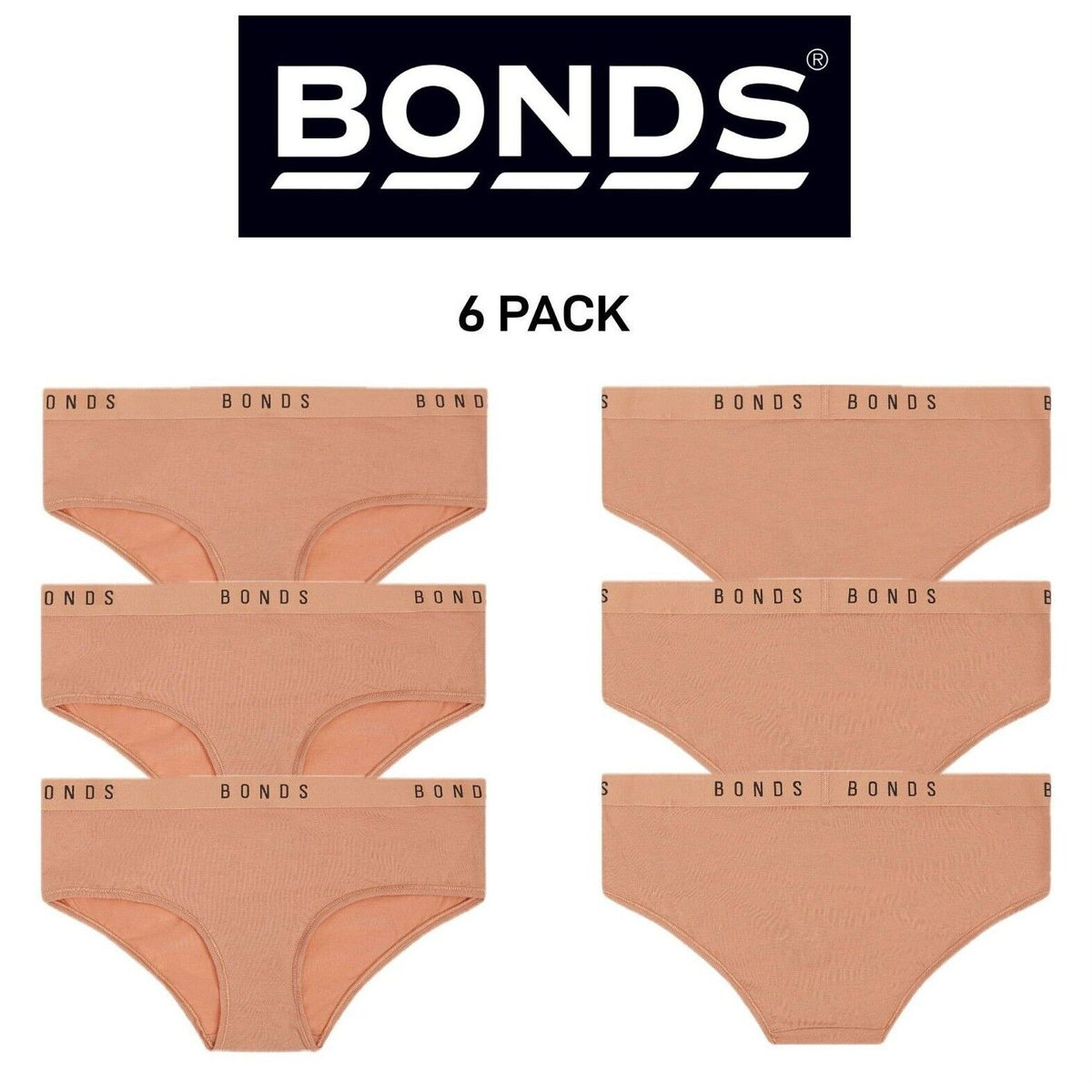 Bonds Womens Original Boyleg Brief Classic Contouredelastic Trims 6 Pack WVGLA
