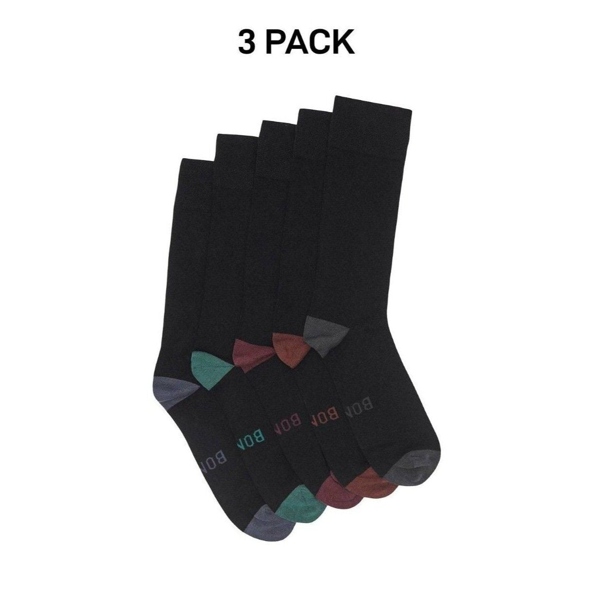 Bonds Mens Bamboo Crew Socks Fine Seams Comfy Toes & Ankle Support 3 Pack SZFQ5W