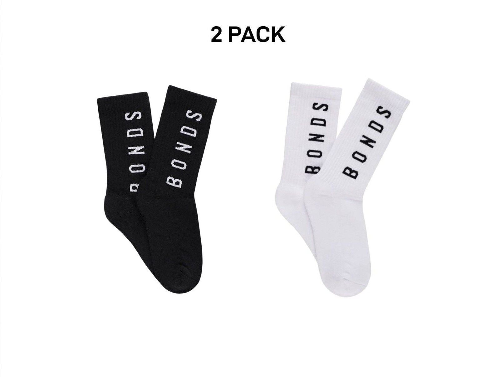 Bonds Womens Originals Crew Socks Cushioned Foot Soft Cotton 2 Pack LYEQ2N