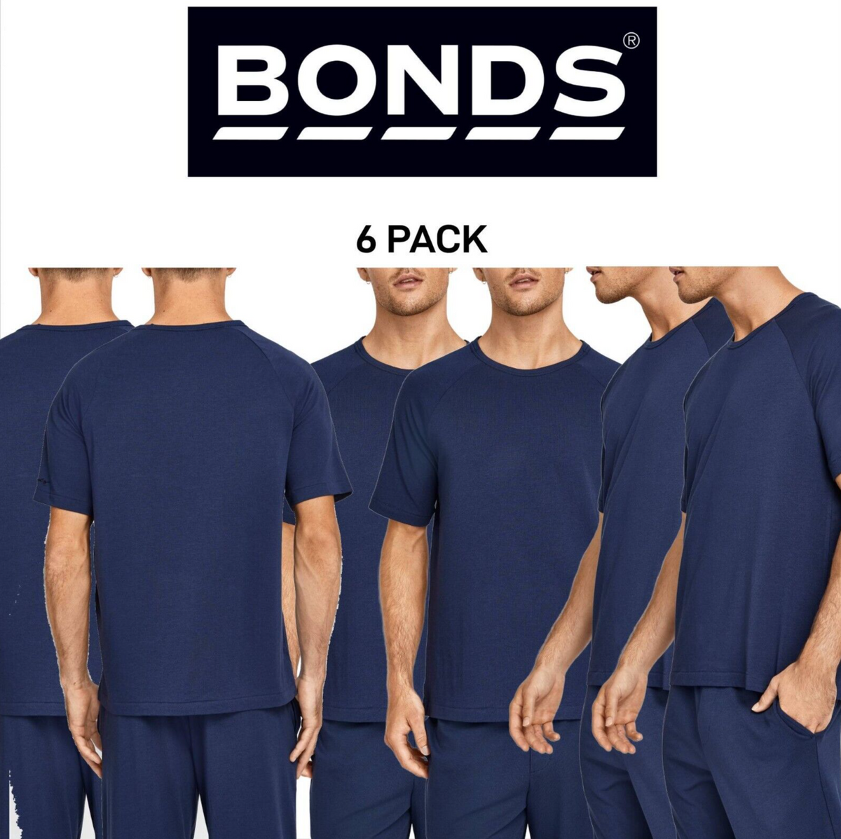 Bonds Mens Comfy Livin Jersey Tee Ultra Soft Stretch Relaxed Fit 6 Pack MXM8A