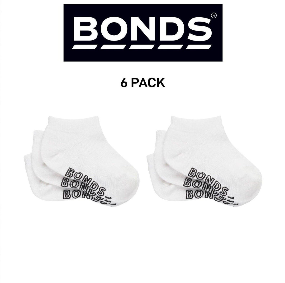 Bonds Baby Lightweght Low Cut Socks Grippy Soles & Soft Toe Seams 6 Pack RXUQ3N