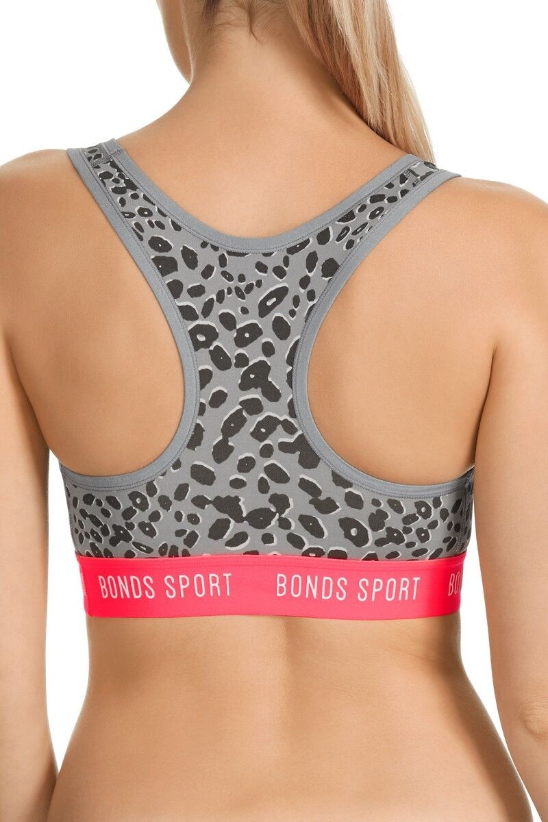 Womens Bonds Active Micro Crop Body Top Running Gym Yoga Keyline Grey Pink S M L