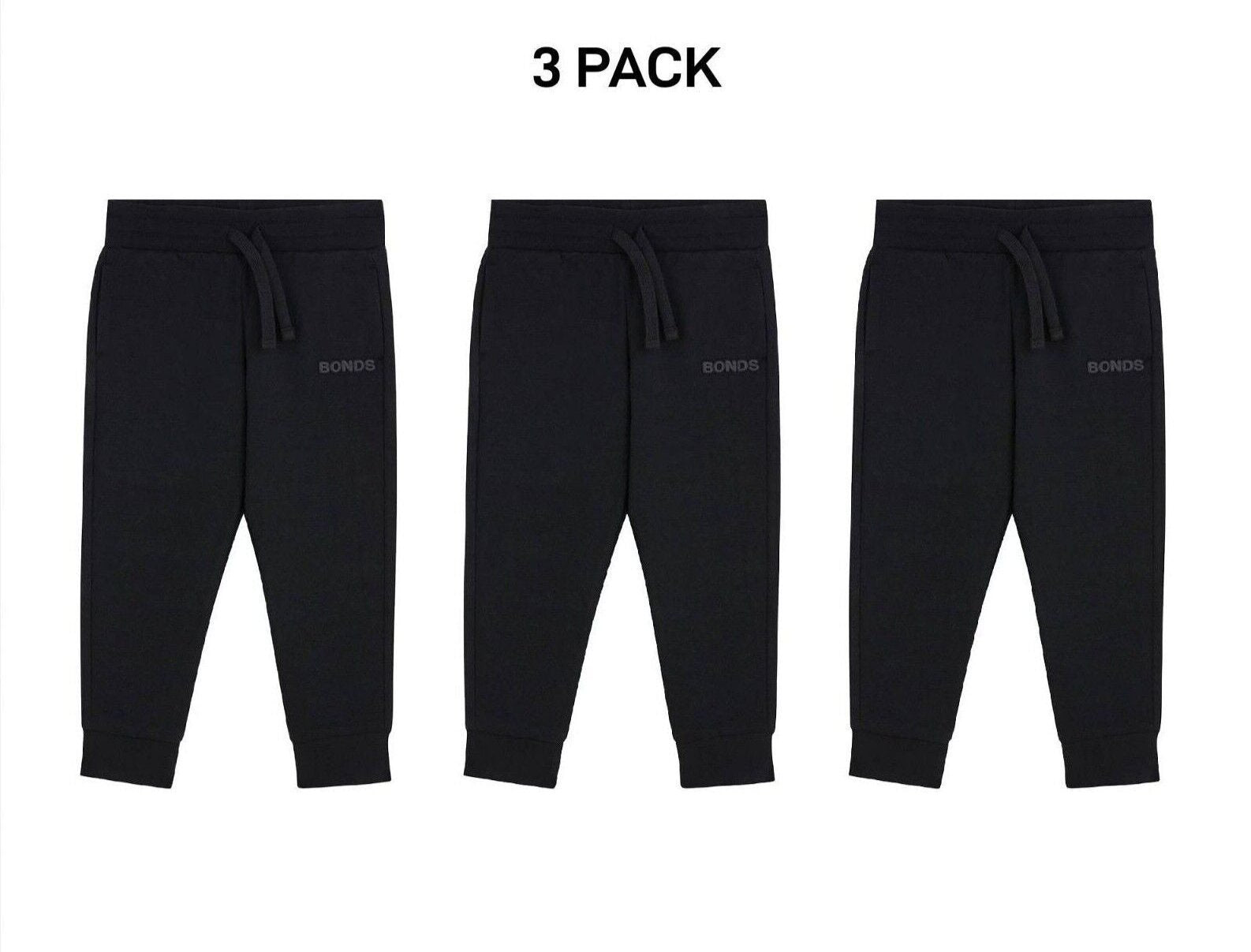 Bonds Baby Tech Sweats Trackie Lightweight and Warm Sporty Style 3 Pack KVQRA