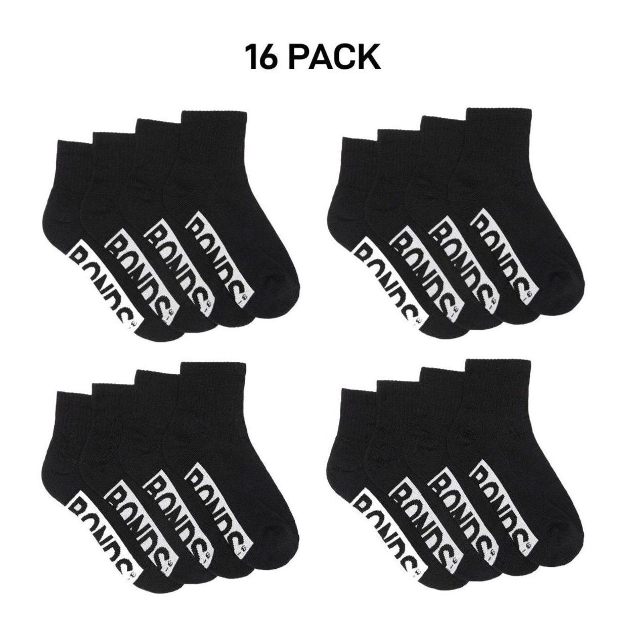 Bonds Kids Logo Cushioned Quarter Crew Sock Thickness & Comfiness 16 Pack RXTW4W