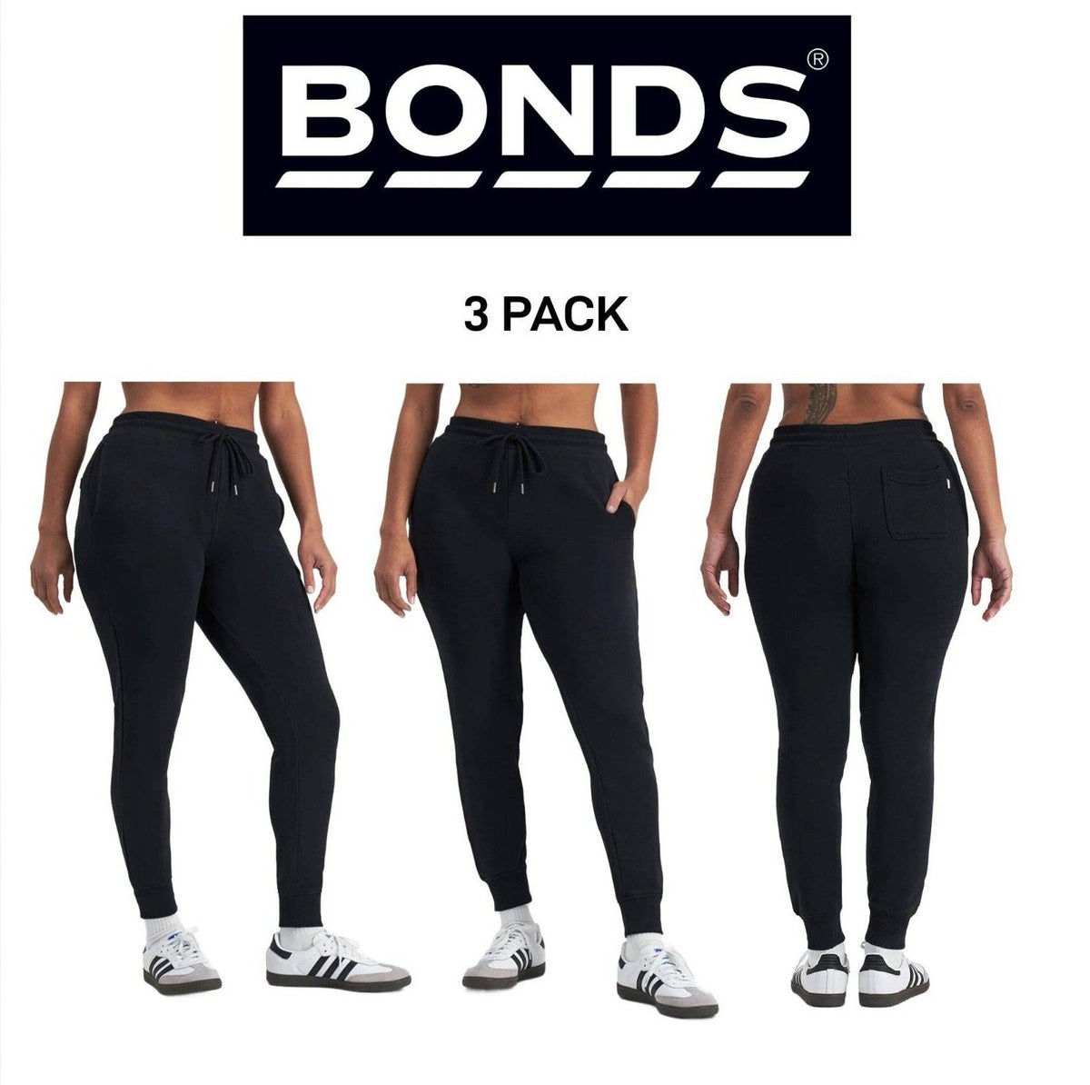 Bonds Womens Originals Skinny Trackie Pants Stretchy Flattering Fit 3 Pack CTBFI