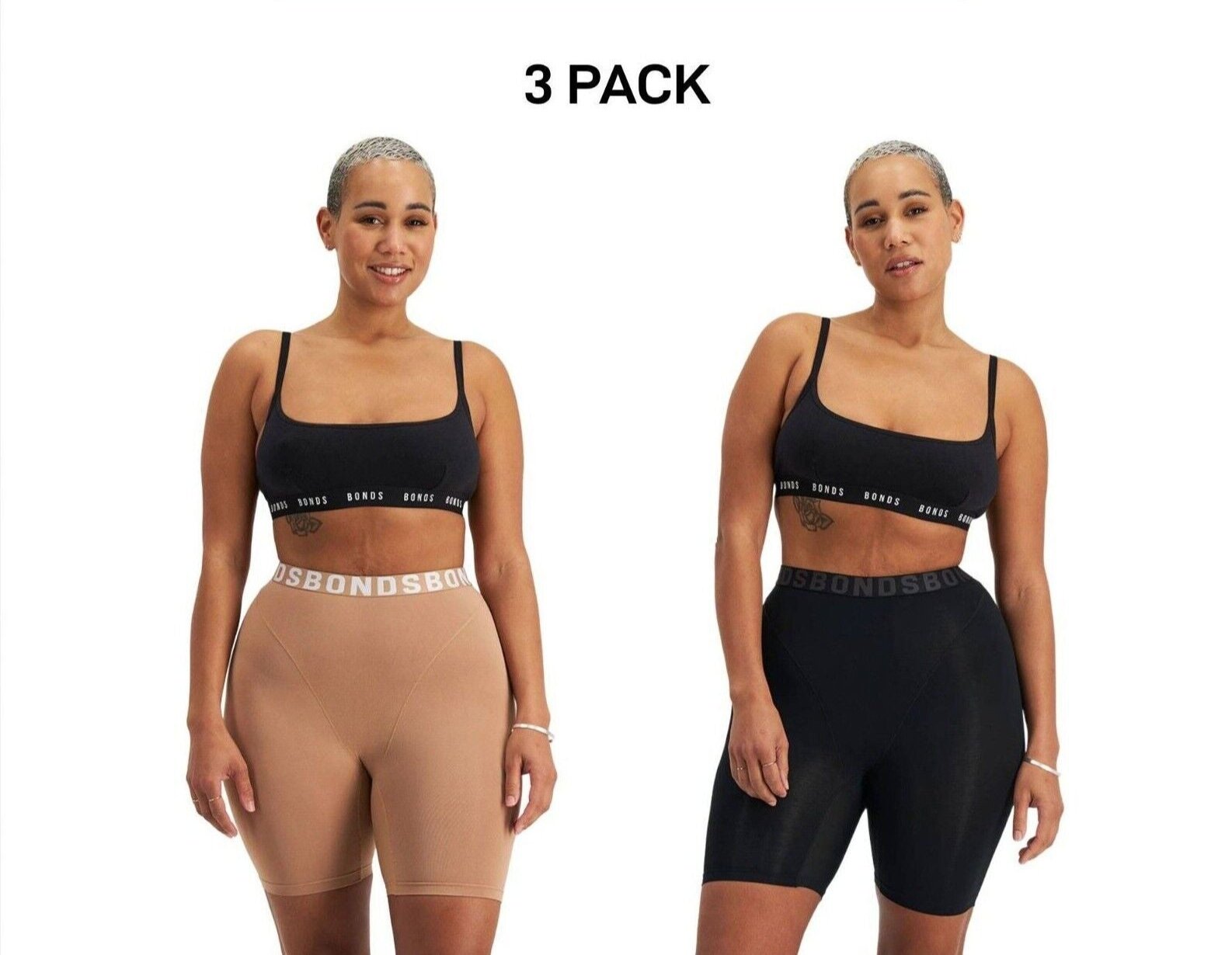 Bonds Womens Chafe Off Short Ultimate Thigh Saver Chafe Off Panel 3 Pack WR4P