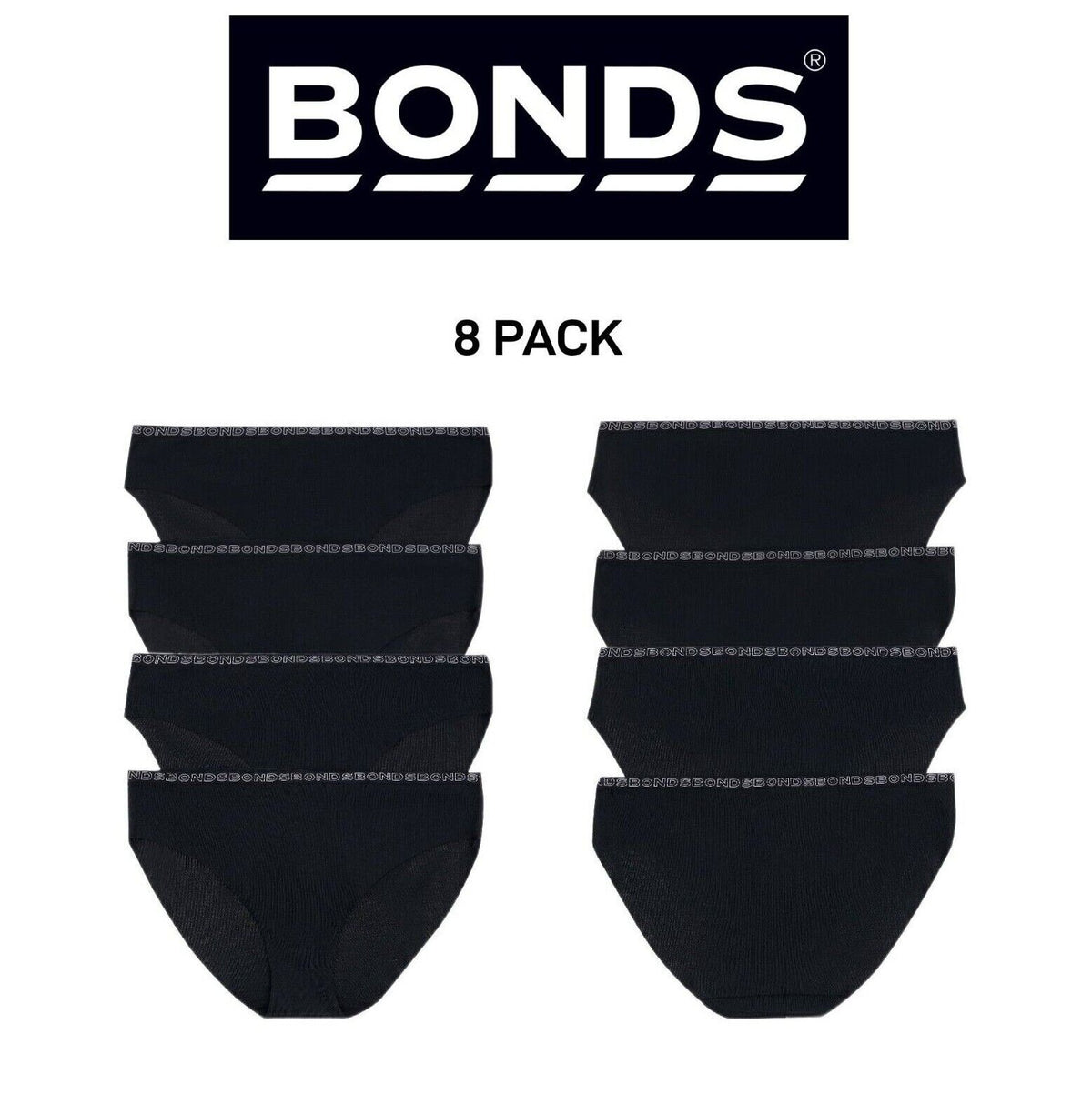 Bonds Womens No Show Bikini Smooth and Comfortable Waistband Brief 8 Pack WYQ5BW