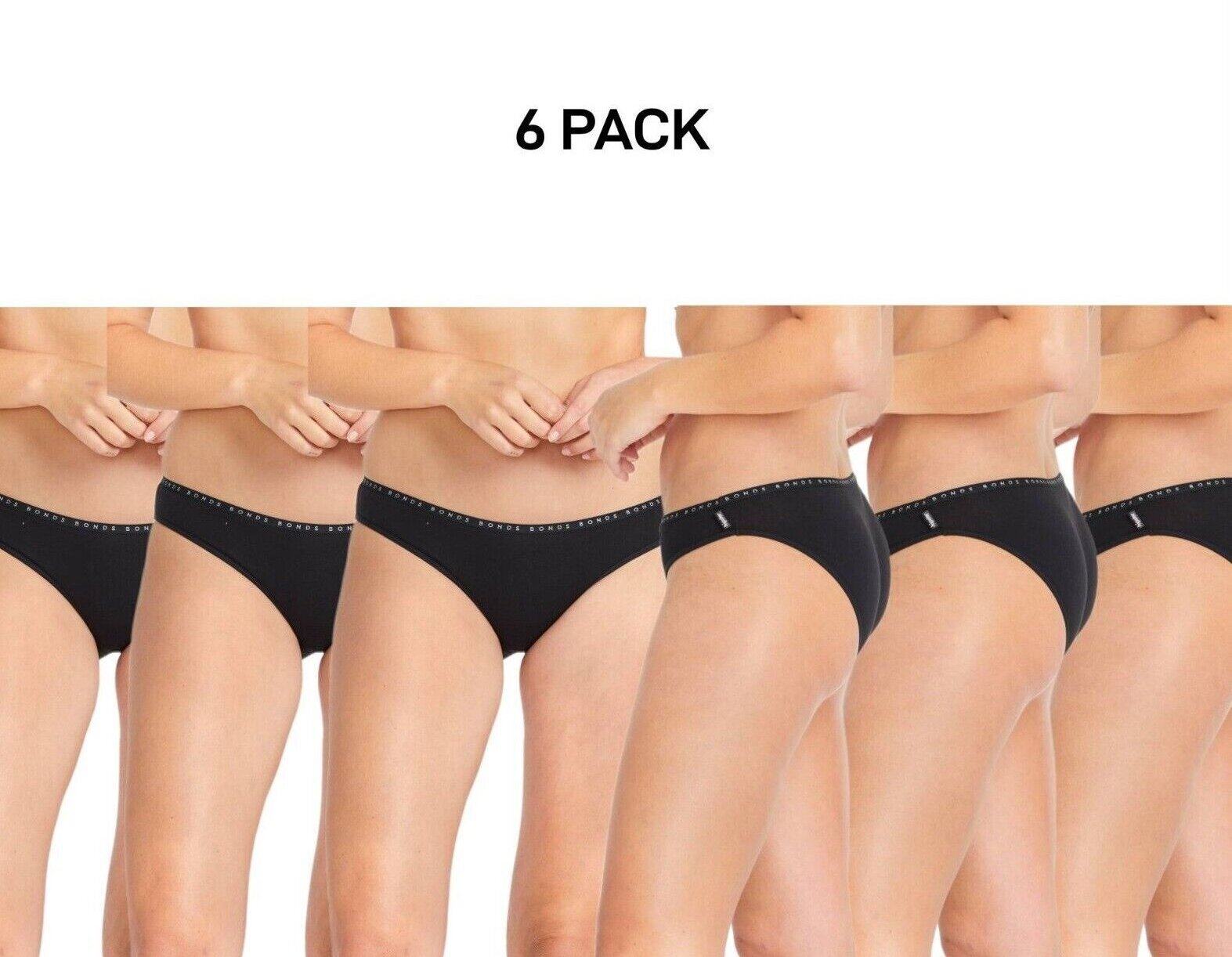 Bonds Womens Hipster Bikini Soft Cotton Low Rise Stretchy Waist 6 Pack WUFNA