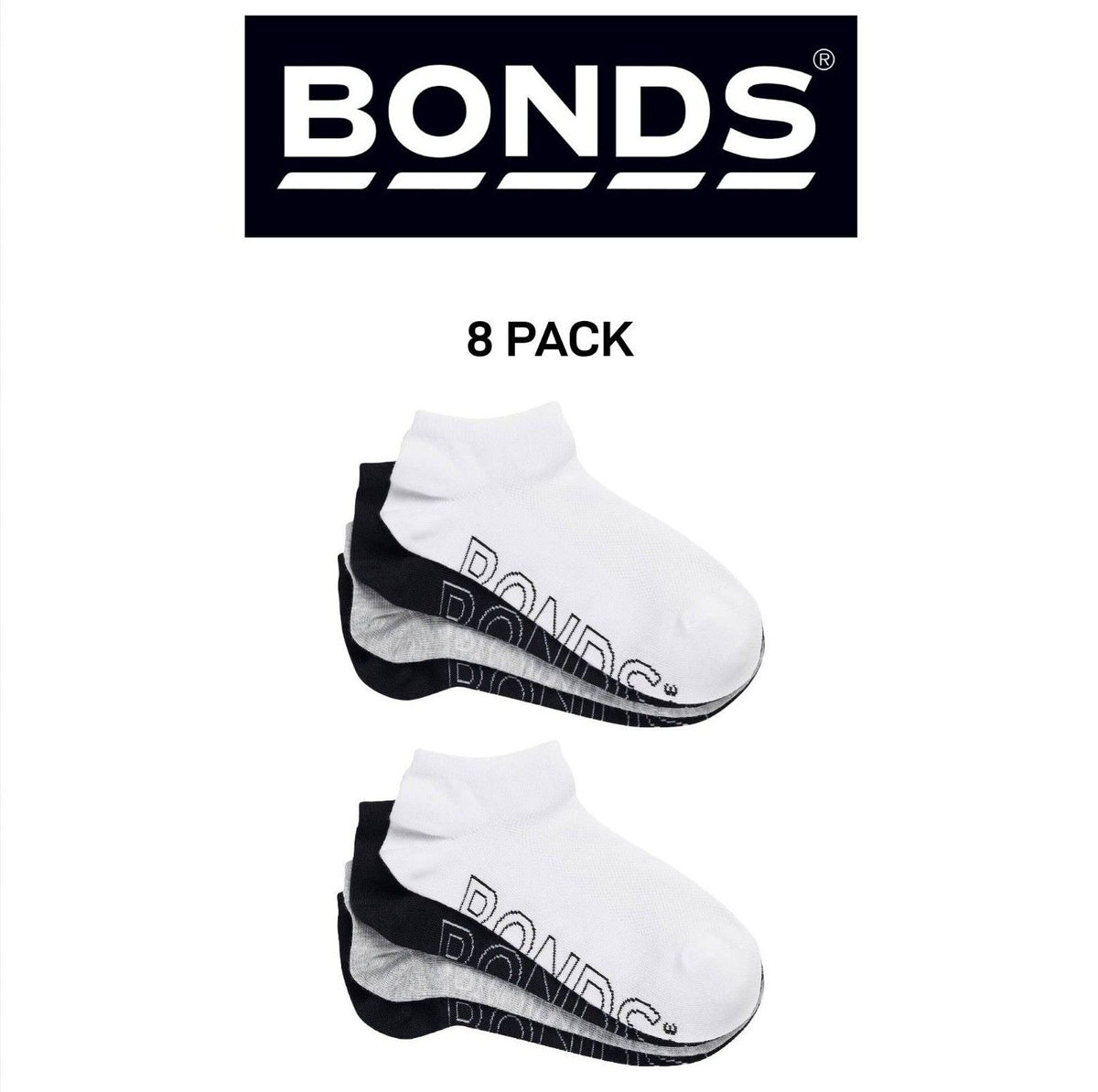Bonds Womens Lightweight Low Cut Smooth Comfy Stay-Put Fit Socks 8 Pack LXPV4N