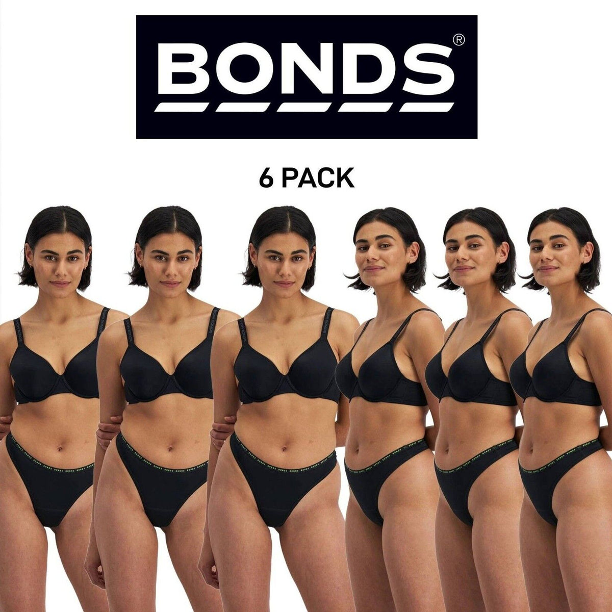 Bonds Womens Damn Dry Active Hi Gee Absorb Leaks & Controls Odours 6 Pack WRJB