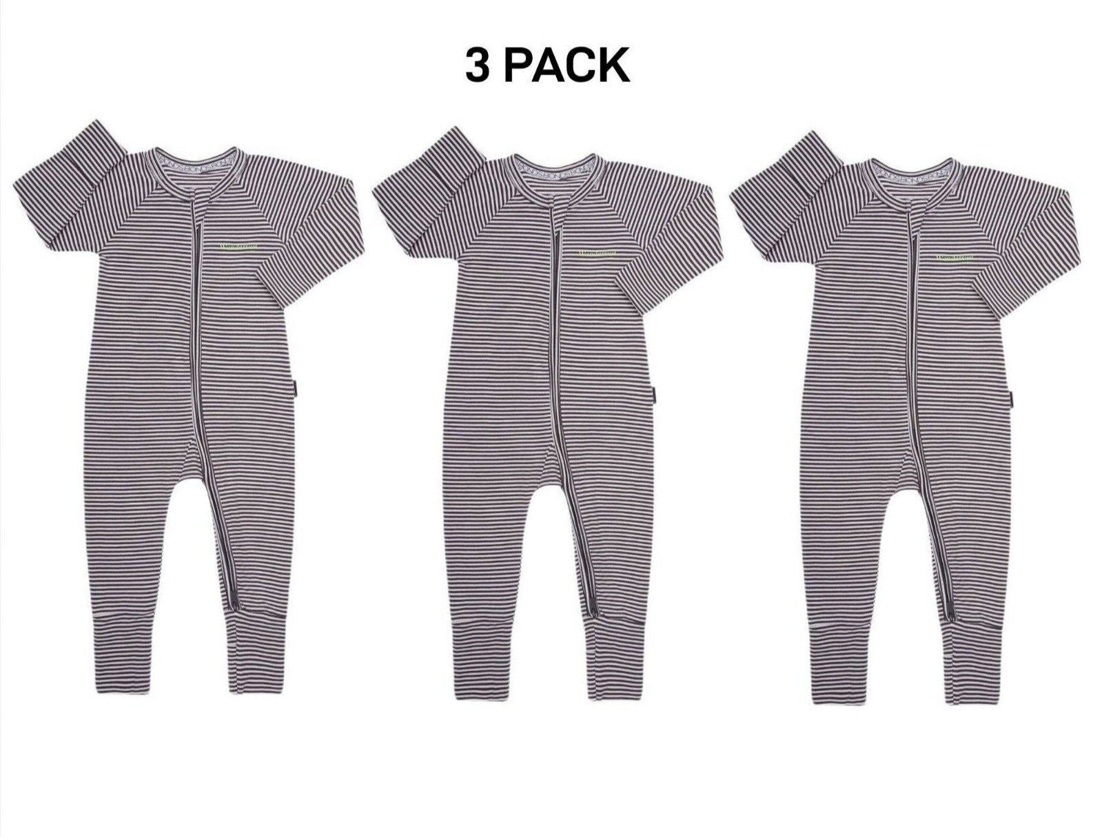 Bonds Baby Wondersuit Two-way Zip Soft Cosy & Stretchable Fabric 3 Pack BZDYM