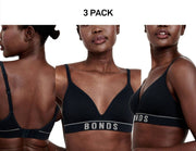 Bonds Womens Retro Rib Wirefree Tee Bra Comfortable & Stretchable 3 Pack YXF7Y