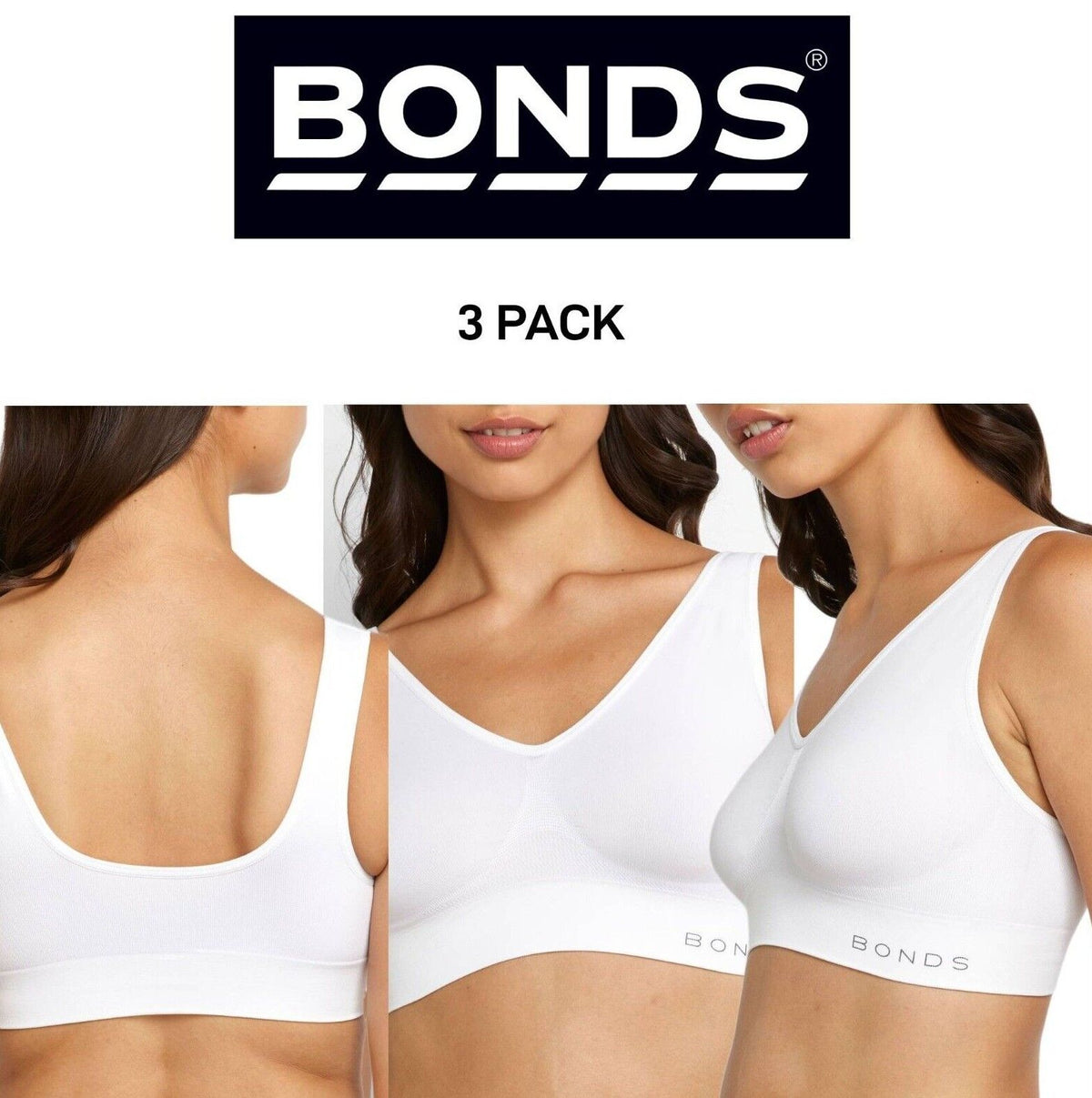 Bonds Womens Comfy Crop Regular Super Soft Flexible Wirefree Bra 3 Pack WVLHY